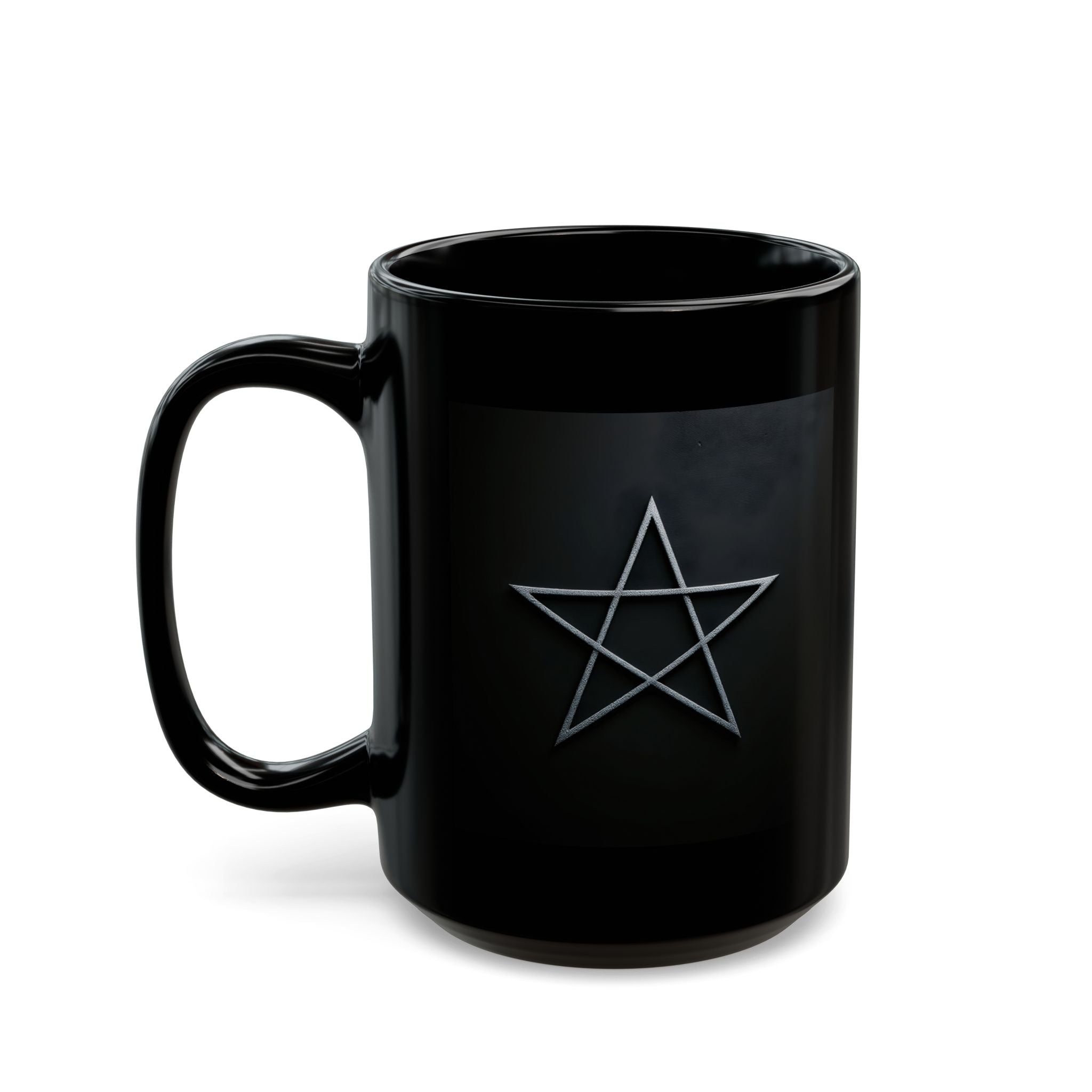 Pentagram Black Coffee Mug — Gothic Star 11oz & 15oz Ceramic