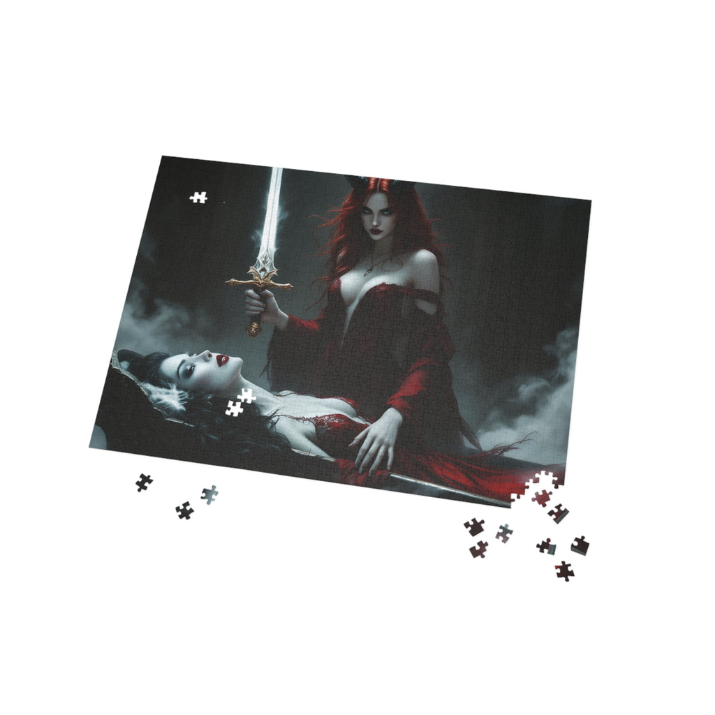 Dark Gothic Deviless Sword Puzzle – 500/1000-Piece Fantasy Jigsaw