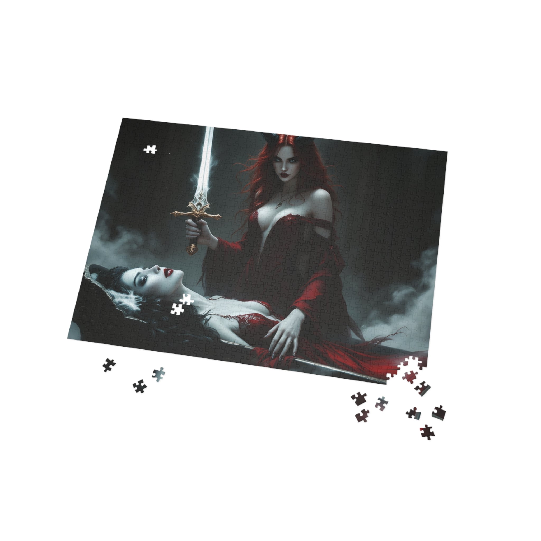 Dark Gothic Deviless Sword Puzzle – 500/1000-Piece Fantasy Jigsaw
