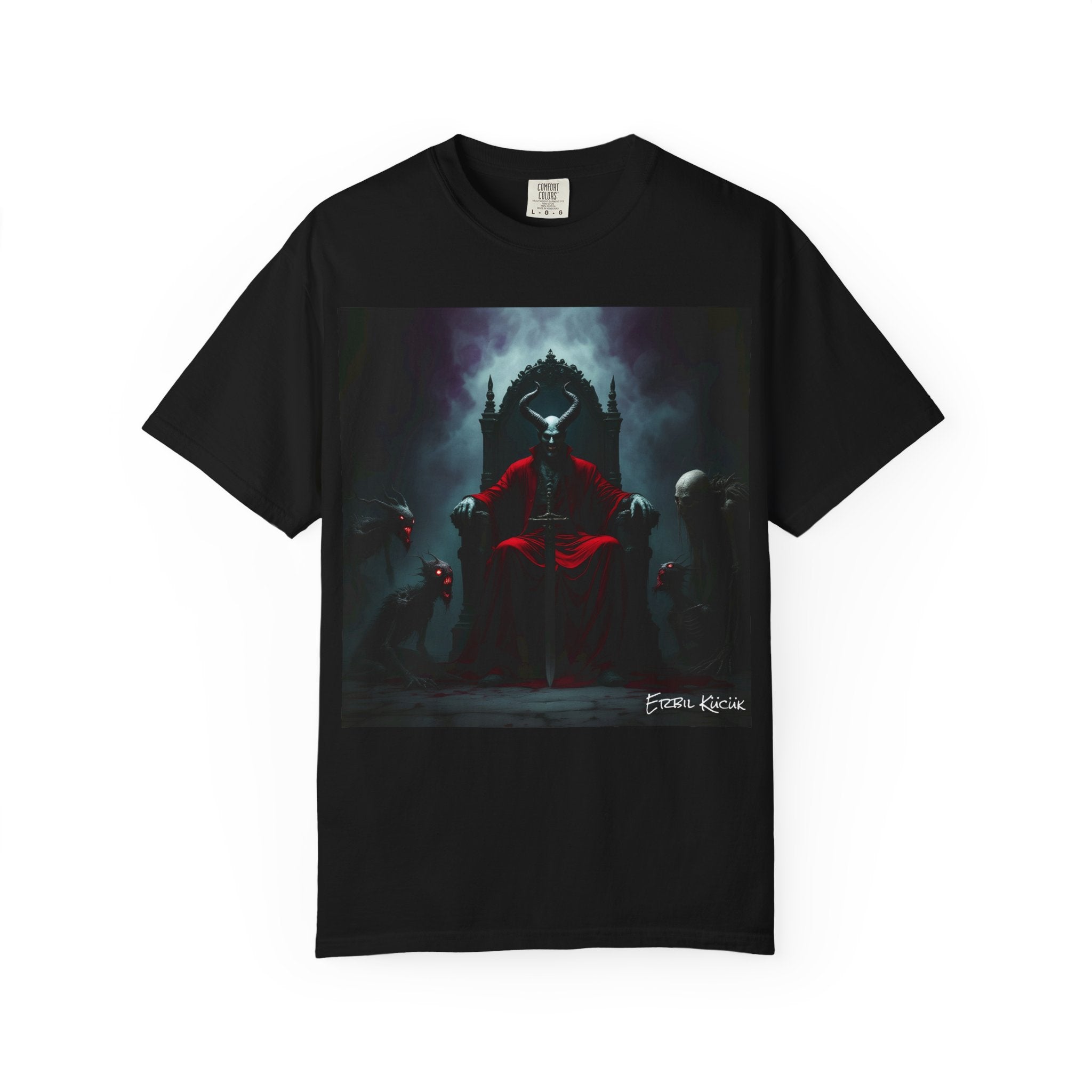 Dark Throne Graphic T-Shirt — Gothic Demon Lord Artwork