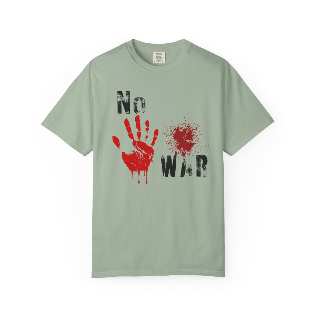 T-Shirt — "No War" Graphic Tee with Red Handprint