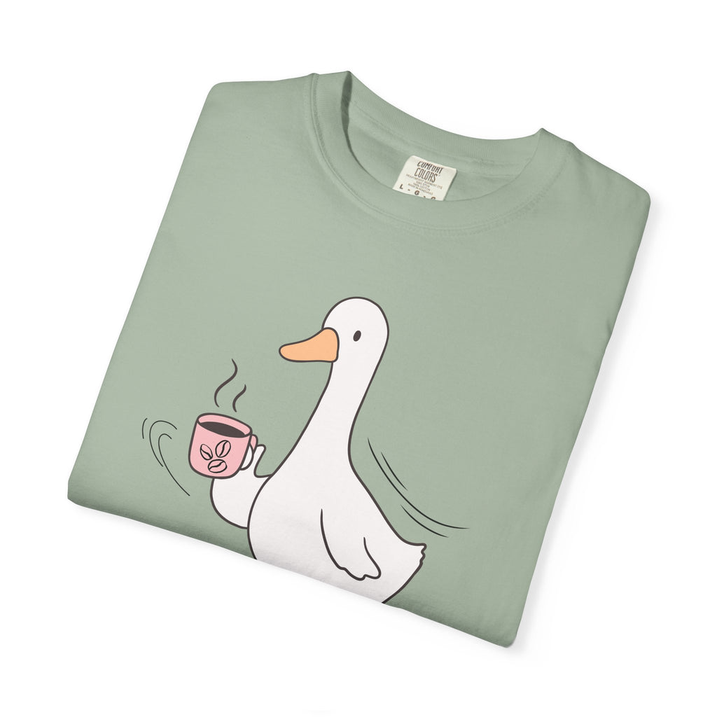 Duck Coffee T-Shirt — "Living on Dreams & Caffeine" Cute Goose Graphic Tee