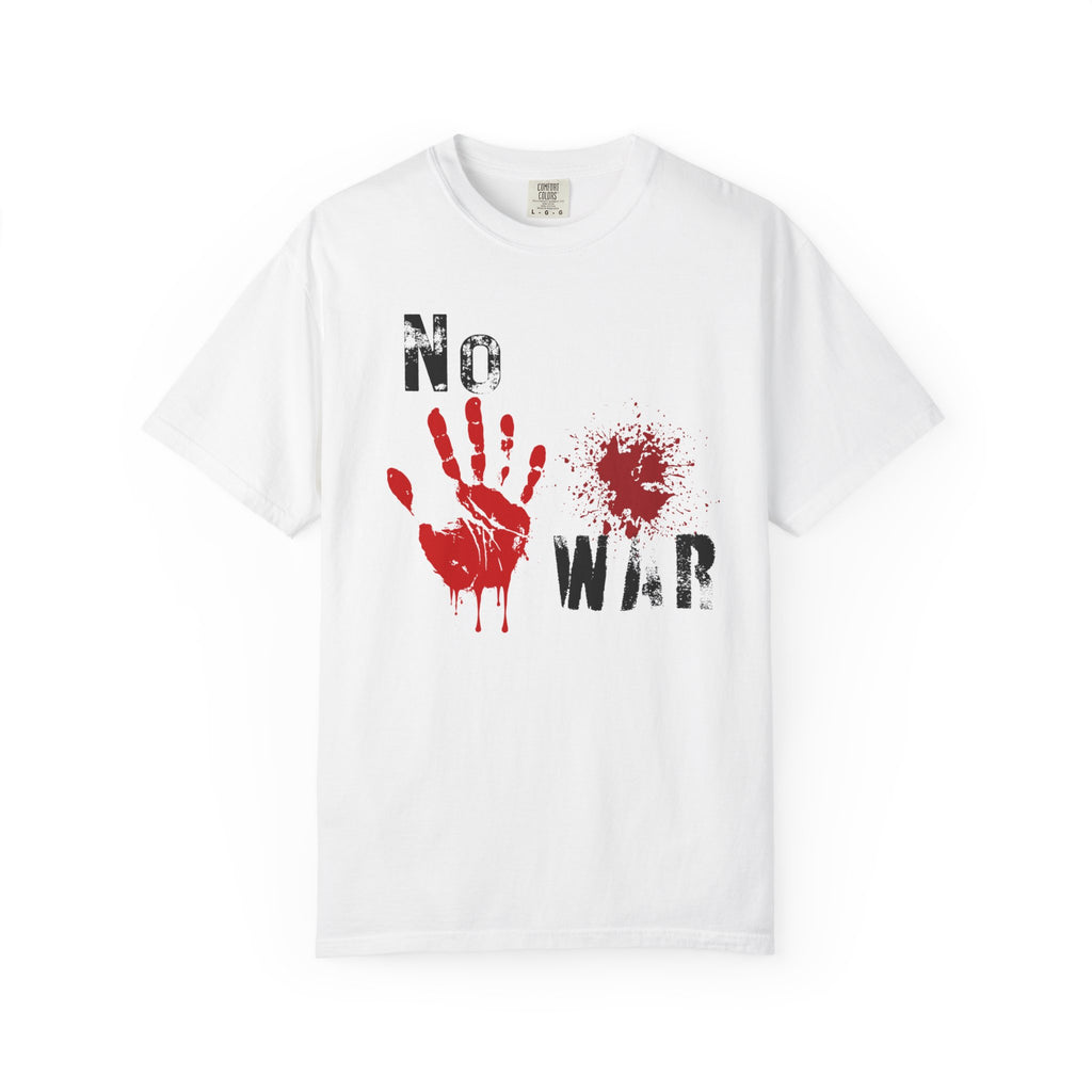 T-Shirt — "No War" Graphic Tee with Red Handprint