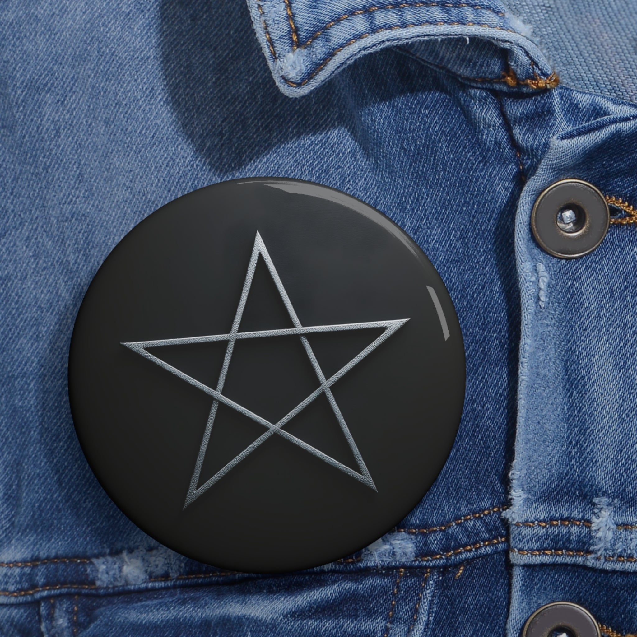 Pin Button — Black Pentagram Enamel Pin Button