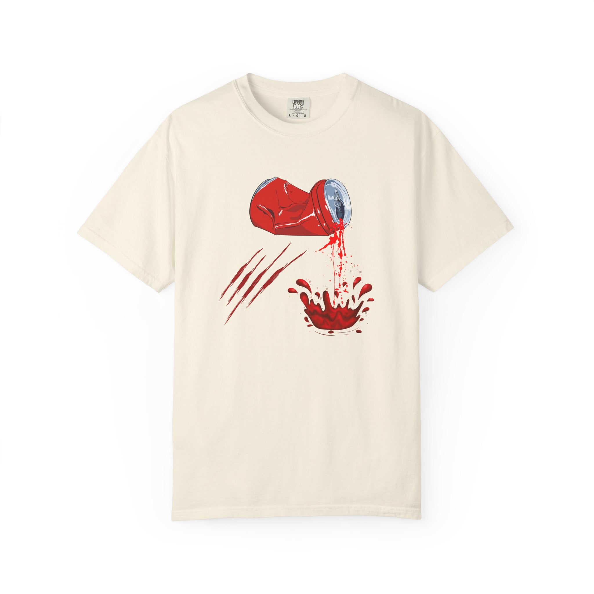 Crashed Can Splash T-Shirt — Retro Soda Spill Graphic Tee