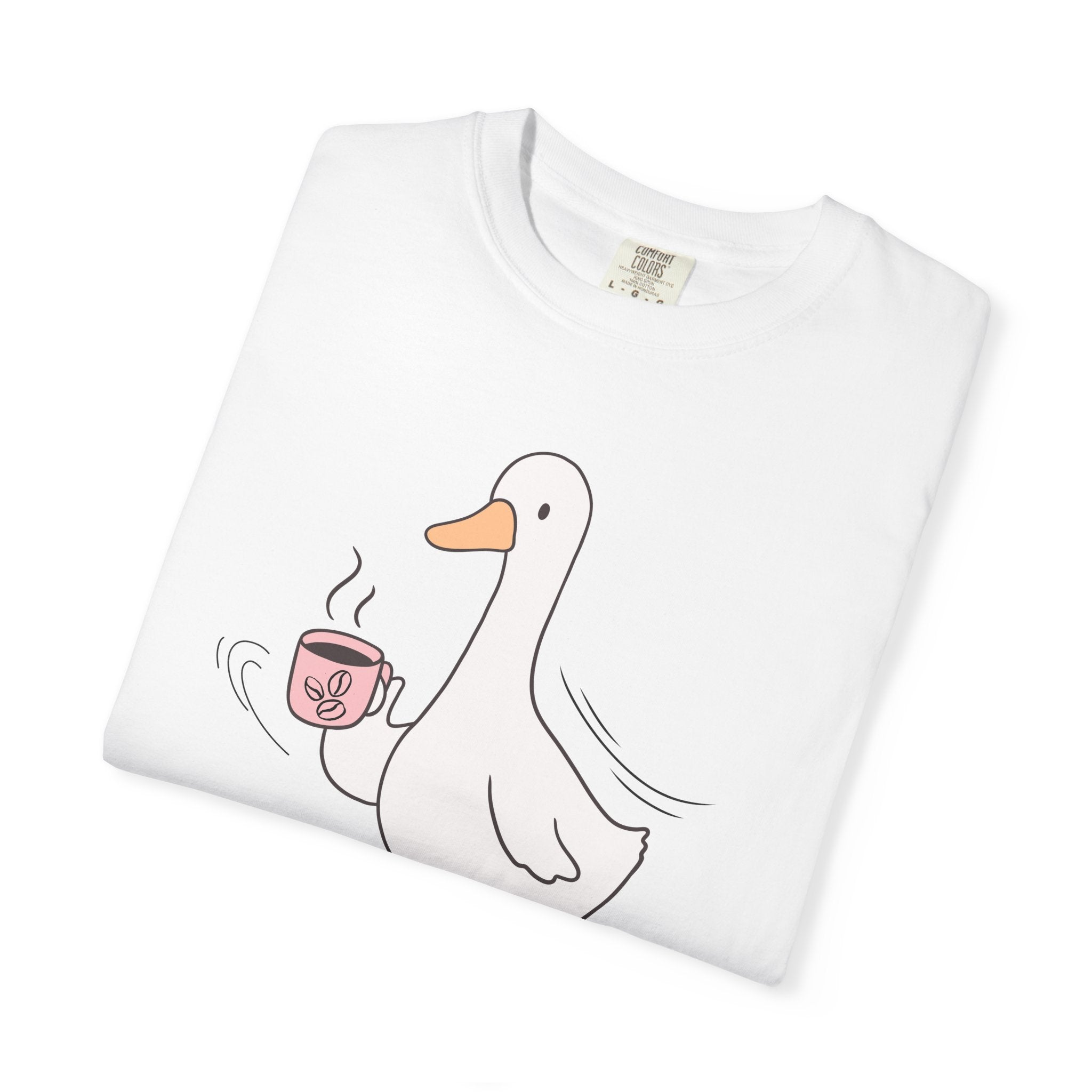 Duck Coffee T-Shirt — "Living on Dreams & Caffeine" Cute Goose Graphic Tee