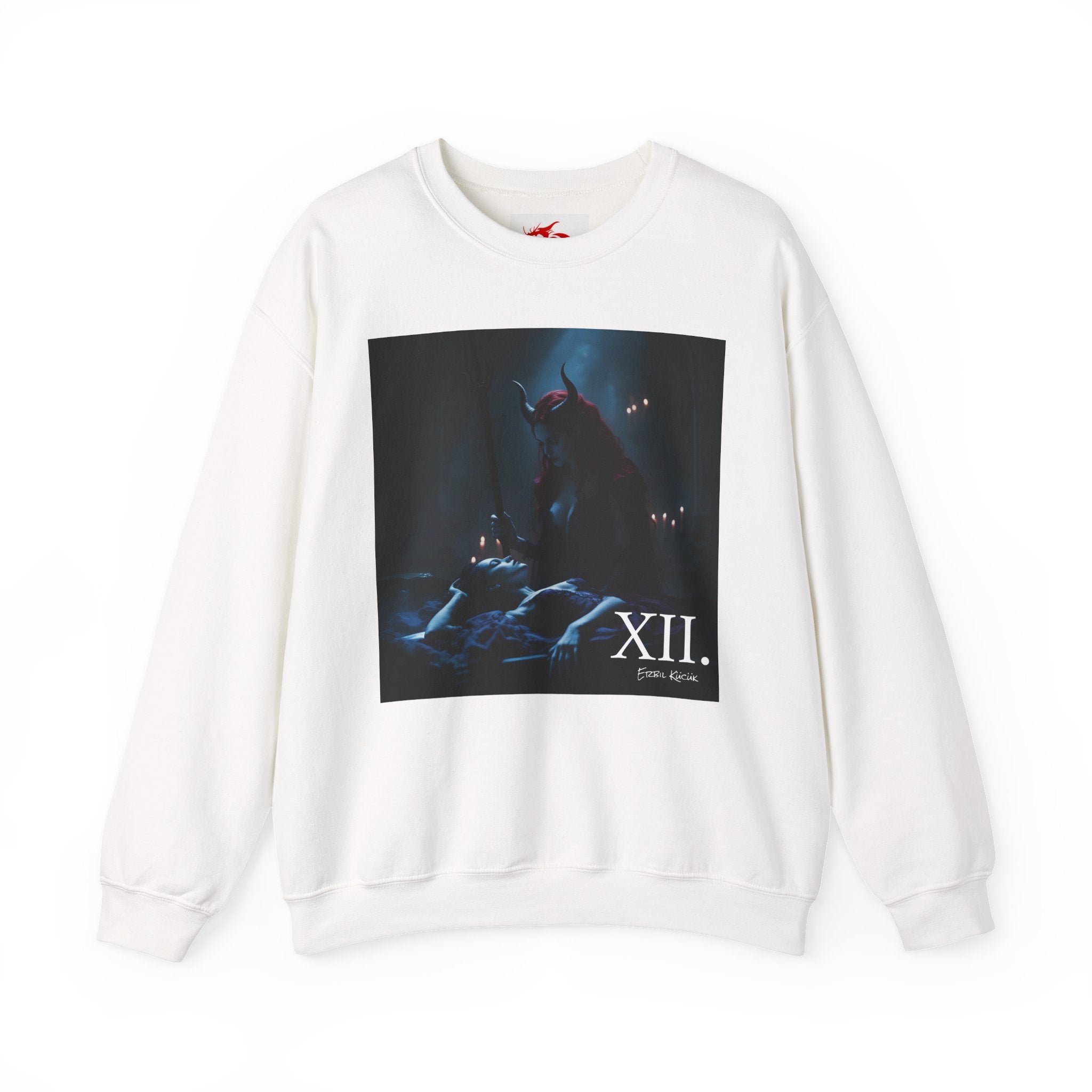 XII - femme Demon Graphic Crewneck Sweatshirt — Gothic Illustration