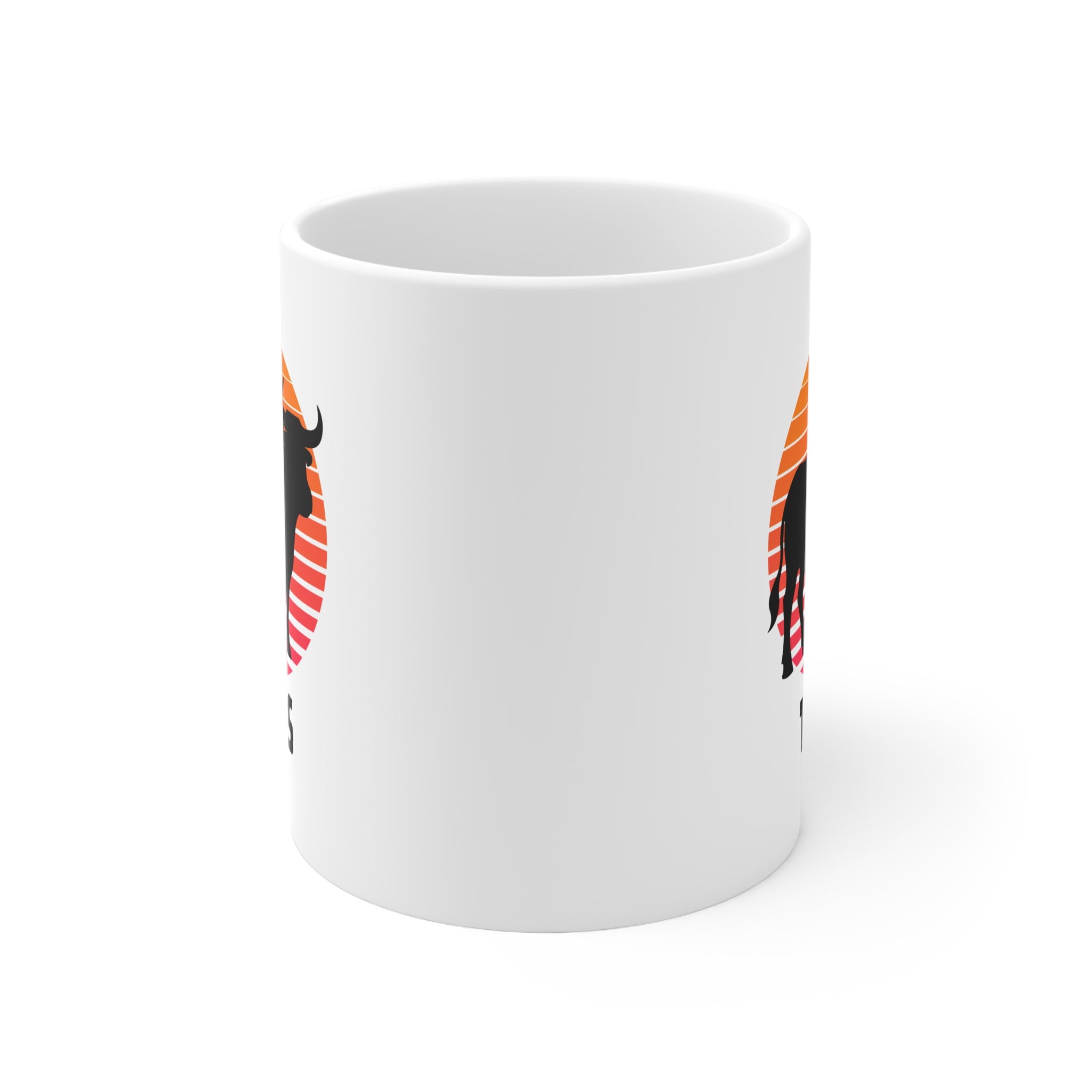 Tejas Bull Sunset Mug — Ceramic Coffee Cup (11oz, 15oz)