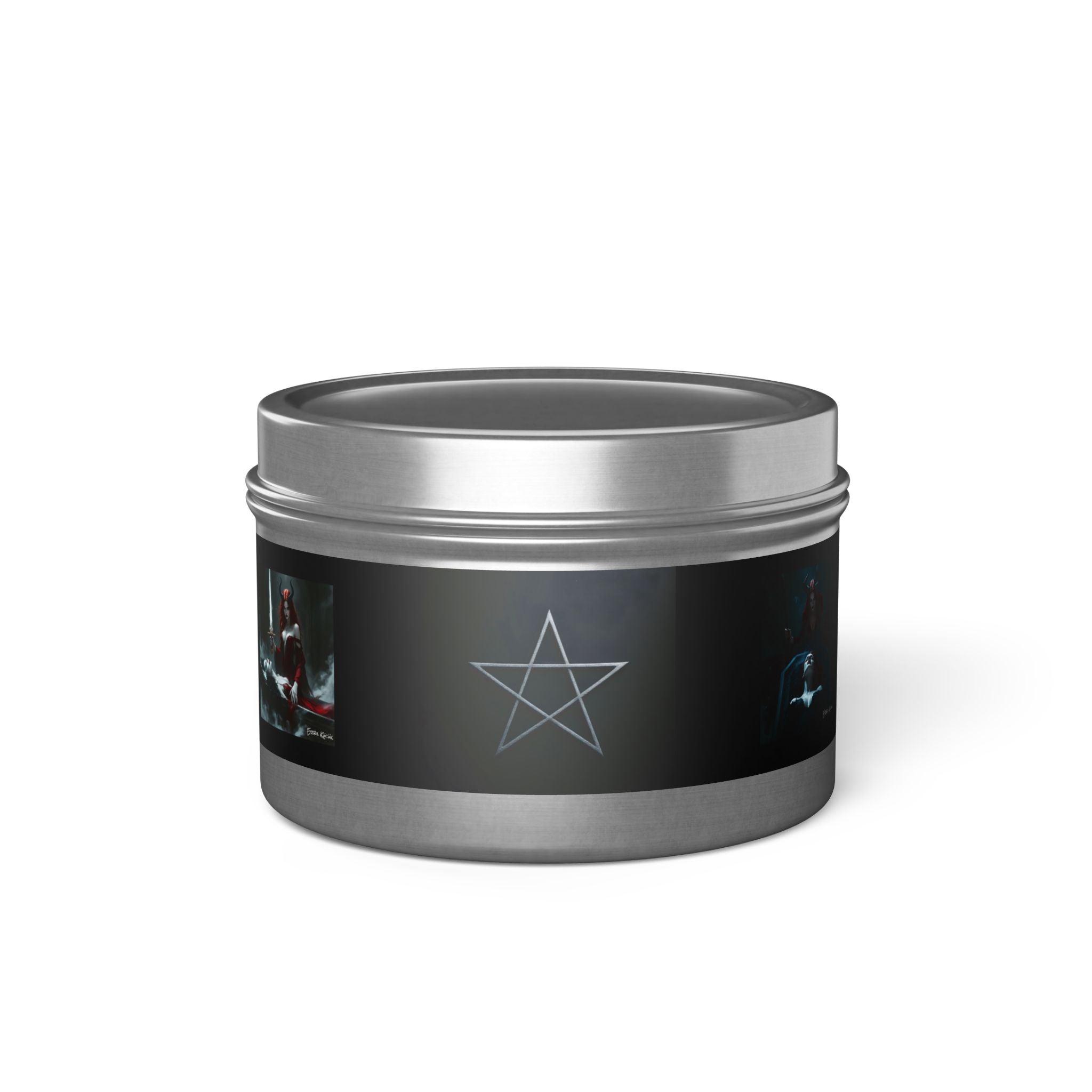 Occult Pentagram Tin Candle — Witchy Aromatherapy Candle for Gothic Home Décor