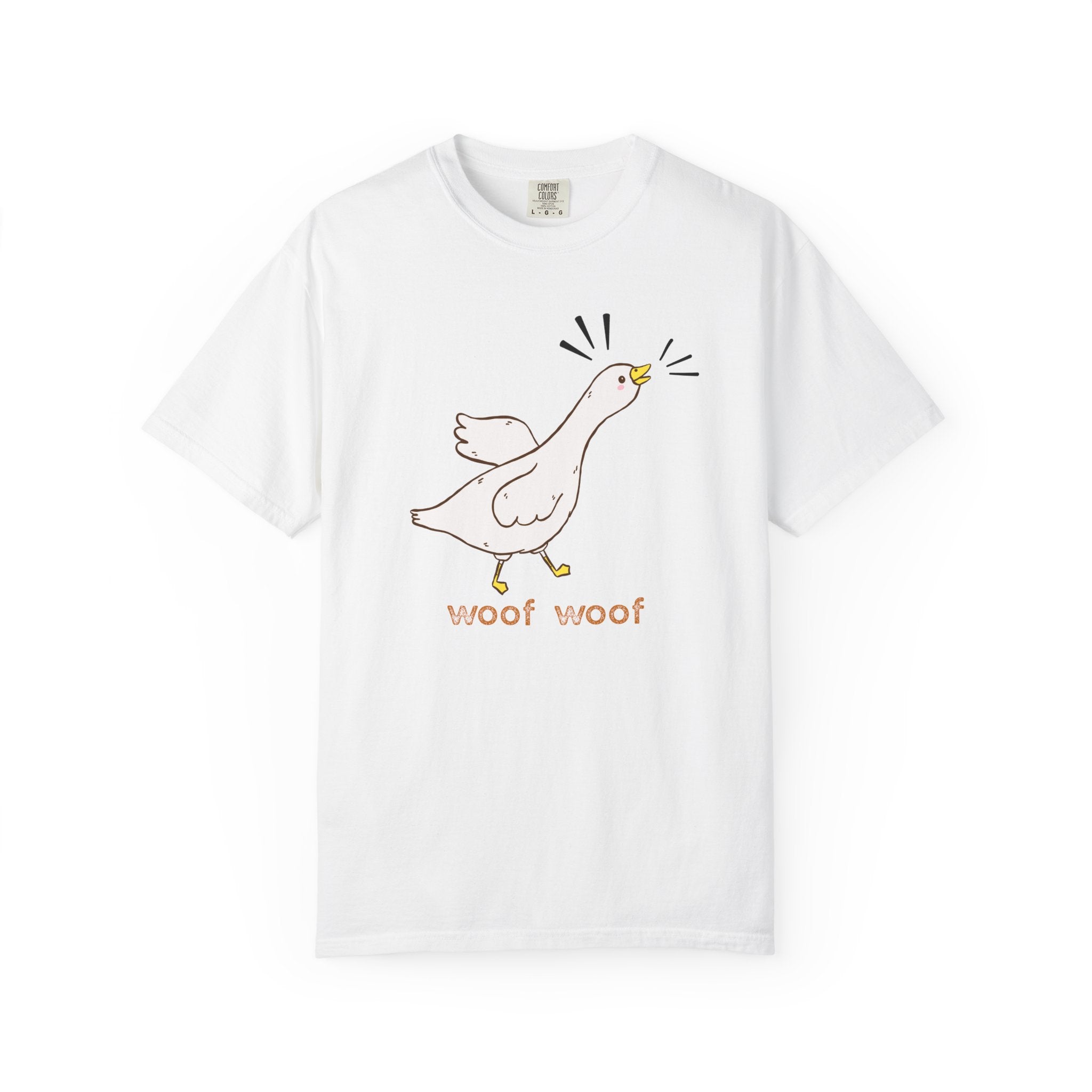 Goose Illustration T-Shirt — Cute 'woof woof' Funny Animal Graphic Tee