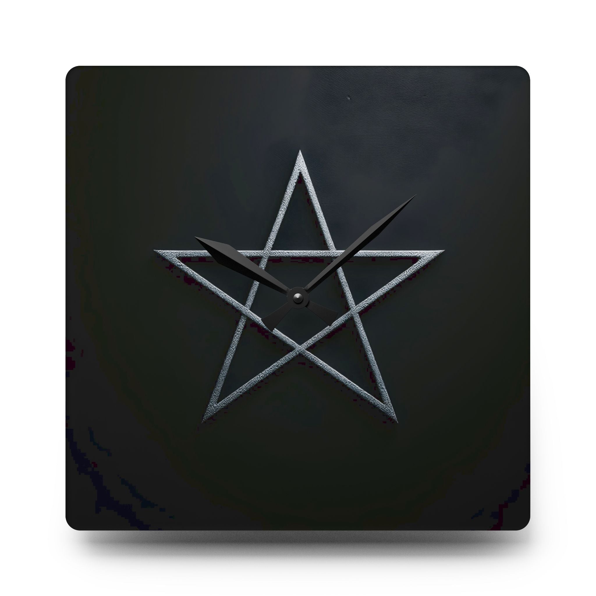 Pentagram Acrylic Wall Clock — Modern Gothic Black Decor
