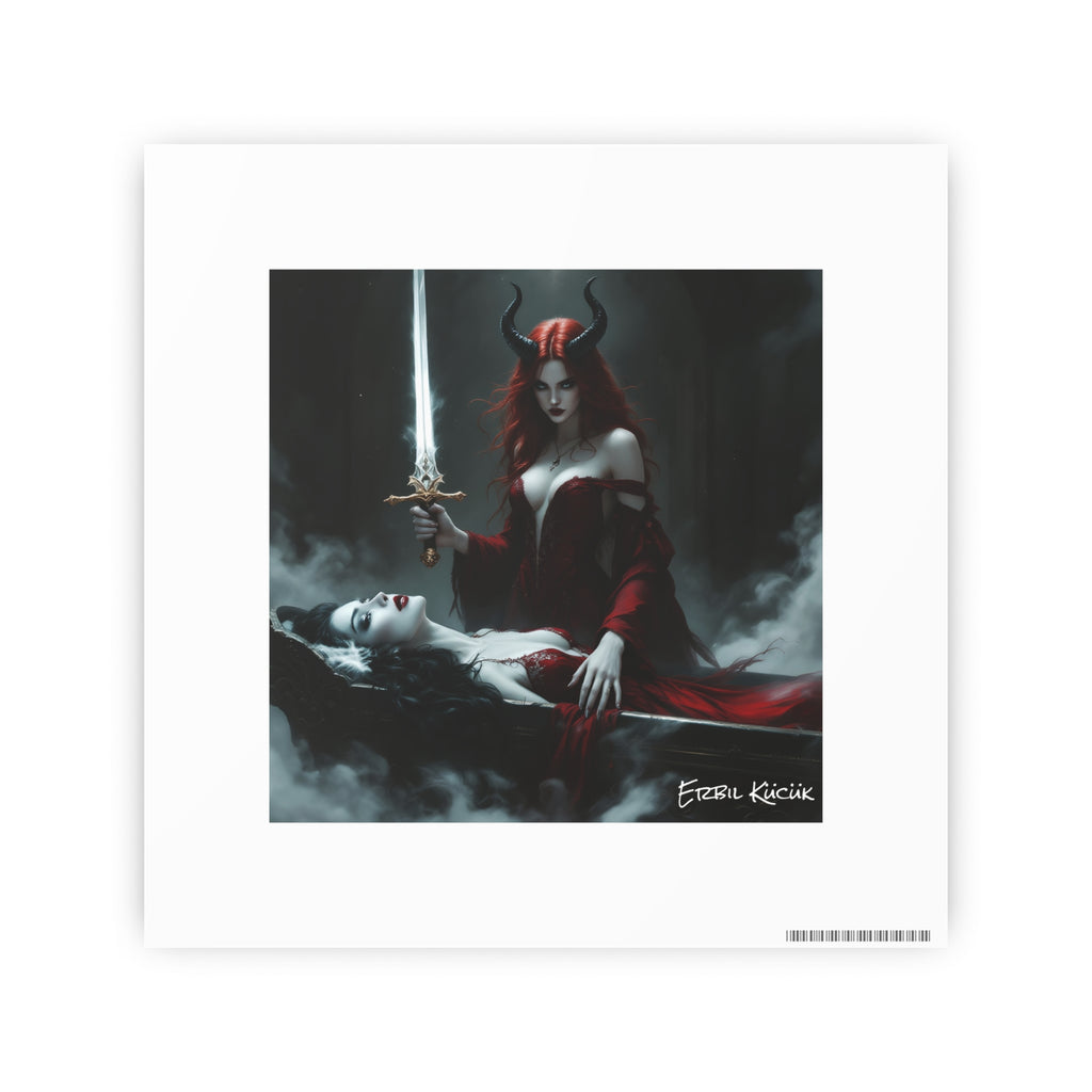 Dark Fantasy Art Poster — Demoness with Sword Photographic Print