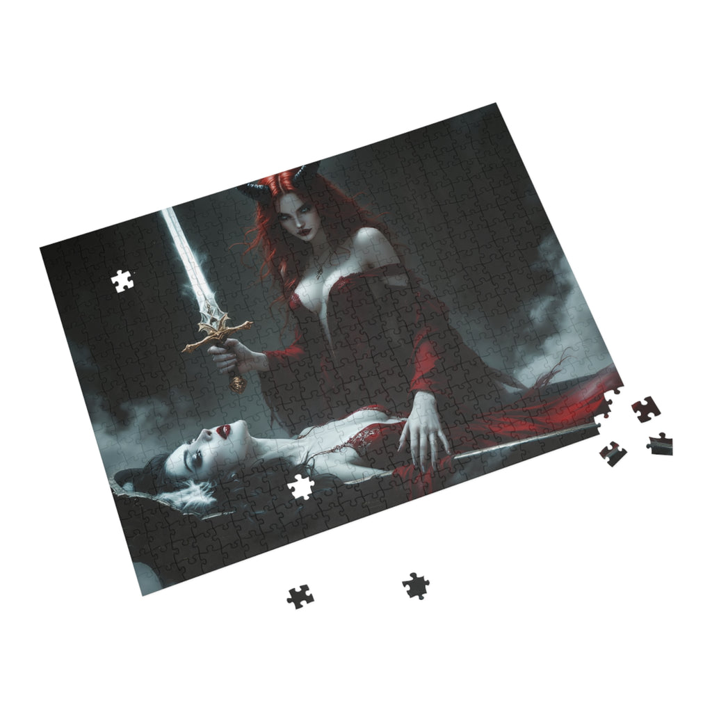 Dark Gothic Deviless Sword Puzzle – 500/1000-Piece Fantasy Jigsaw