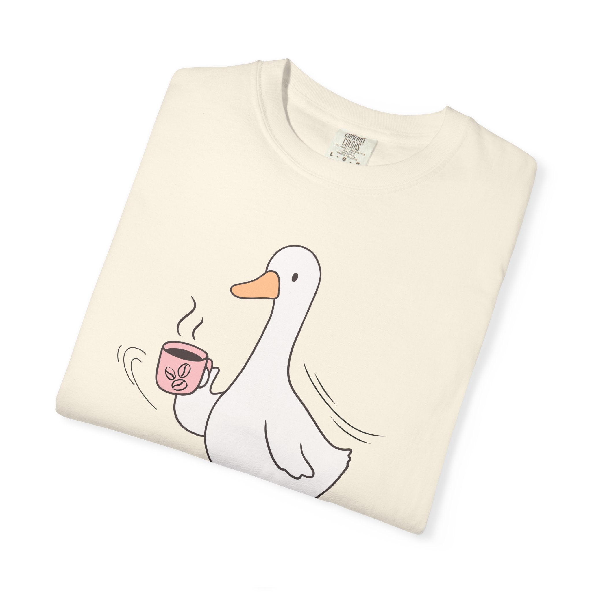 Duck Coffee T-Shirt — "Living on Dreams & Caffeine" Cute Goose Graphic Tee