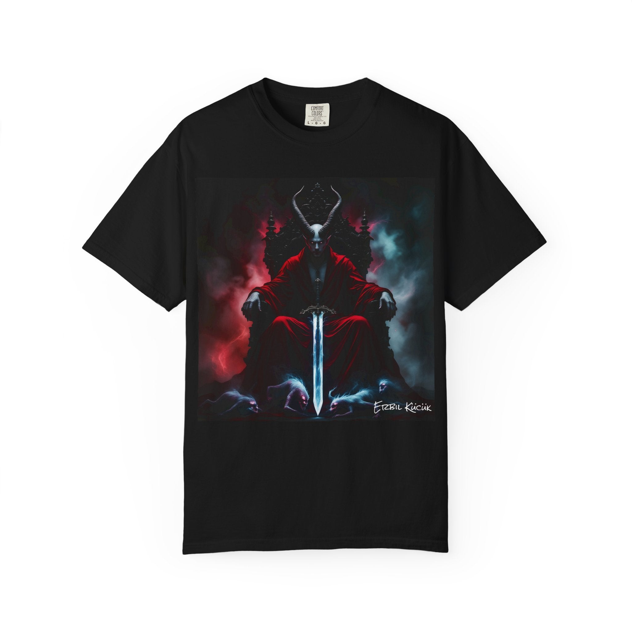 Dark Knight Illustration T-Shirt — Demon King Sword Graphic Tee