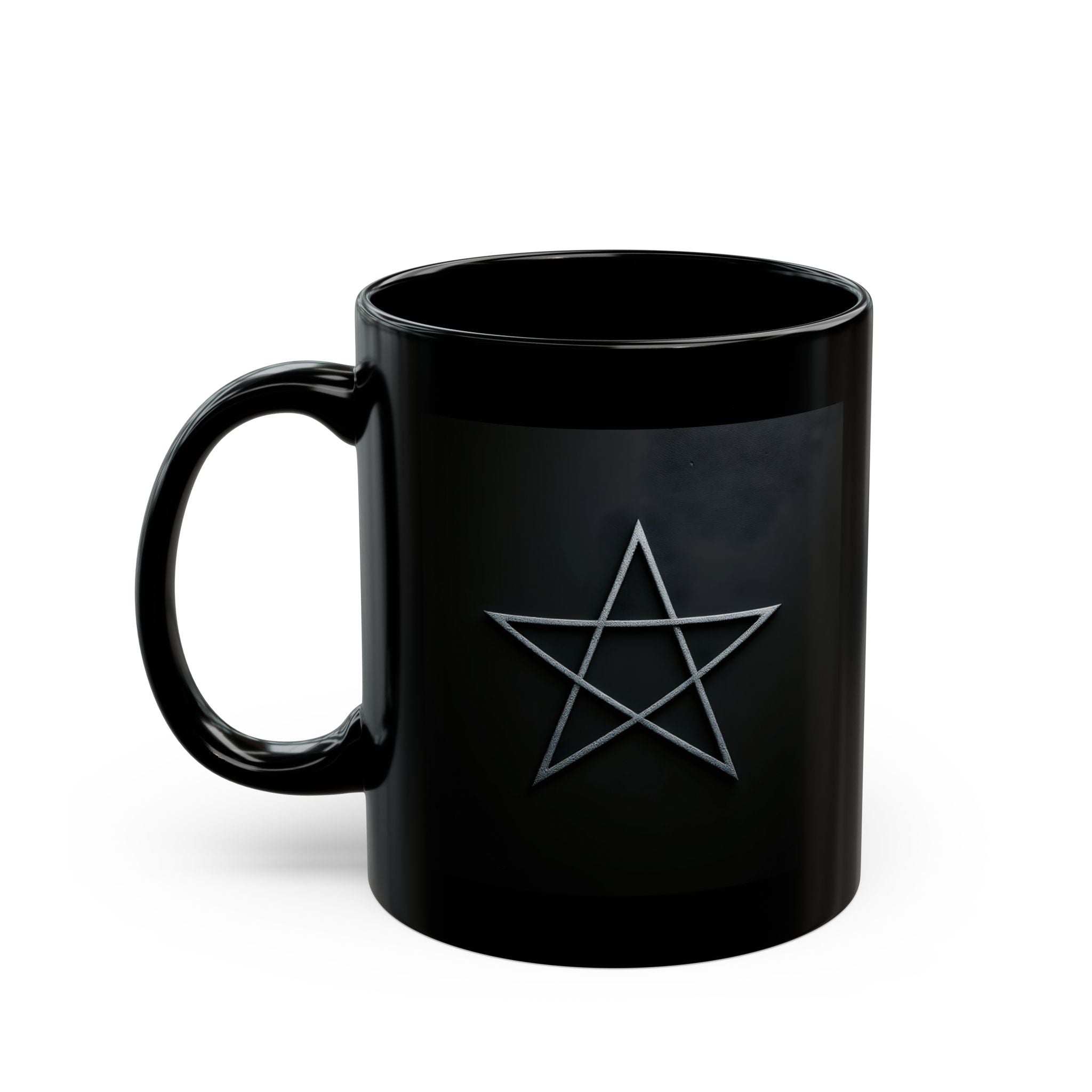 Pentagram Black Coffee Mug — Gothic Star 11oz & 15oz Ceramic