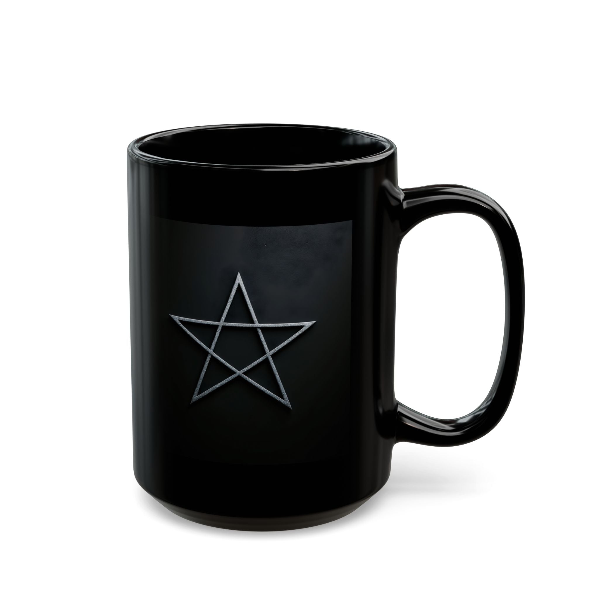 Pentagram Black Coffee Mug — Gothic Star 11oz & 15oz Ceramic