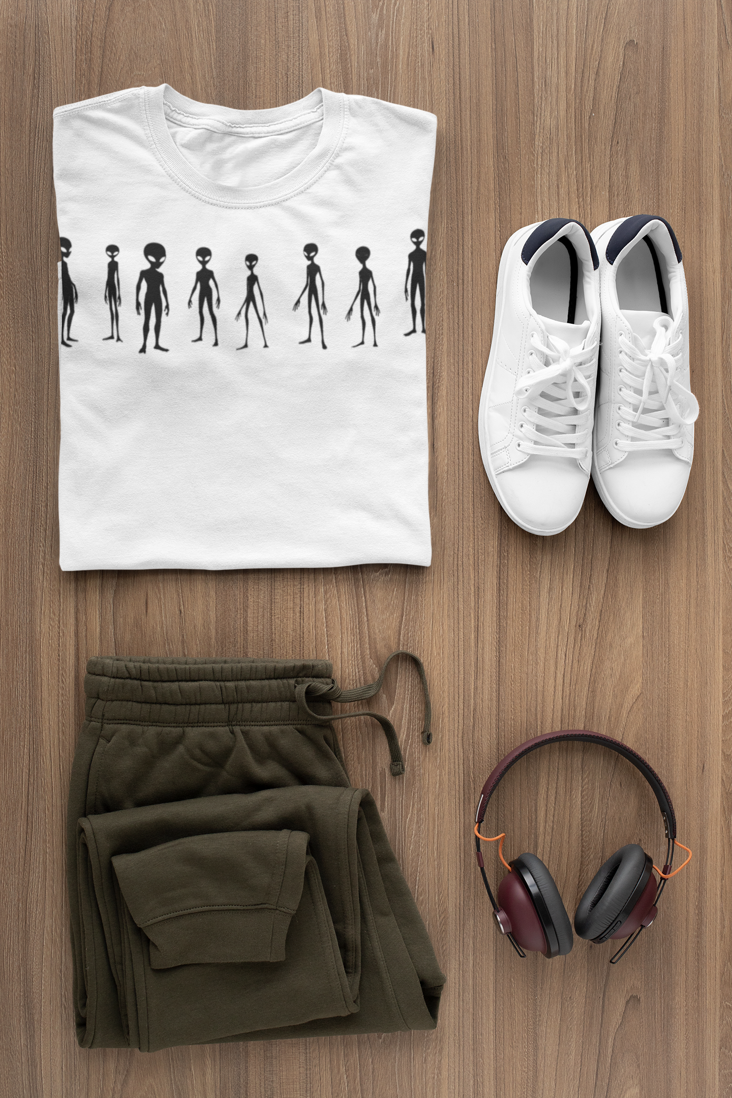 Alien Lineup T-Shirt — Minimalist Extraterrestrial Graphic Tee