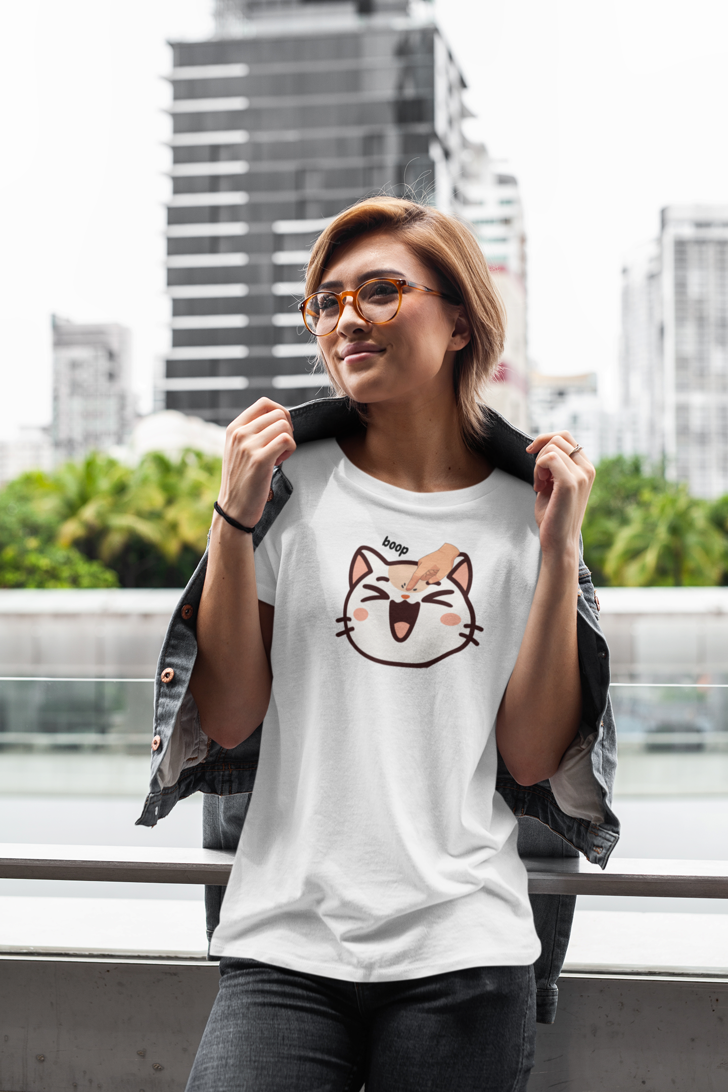Boop Cute Cat T-Shirt — Kawaii Paw Headpat Graphic Tee