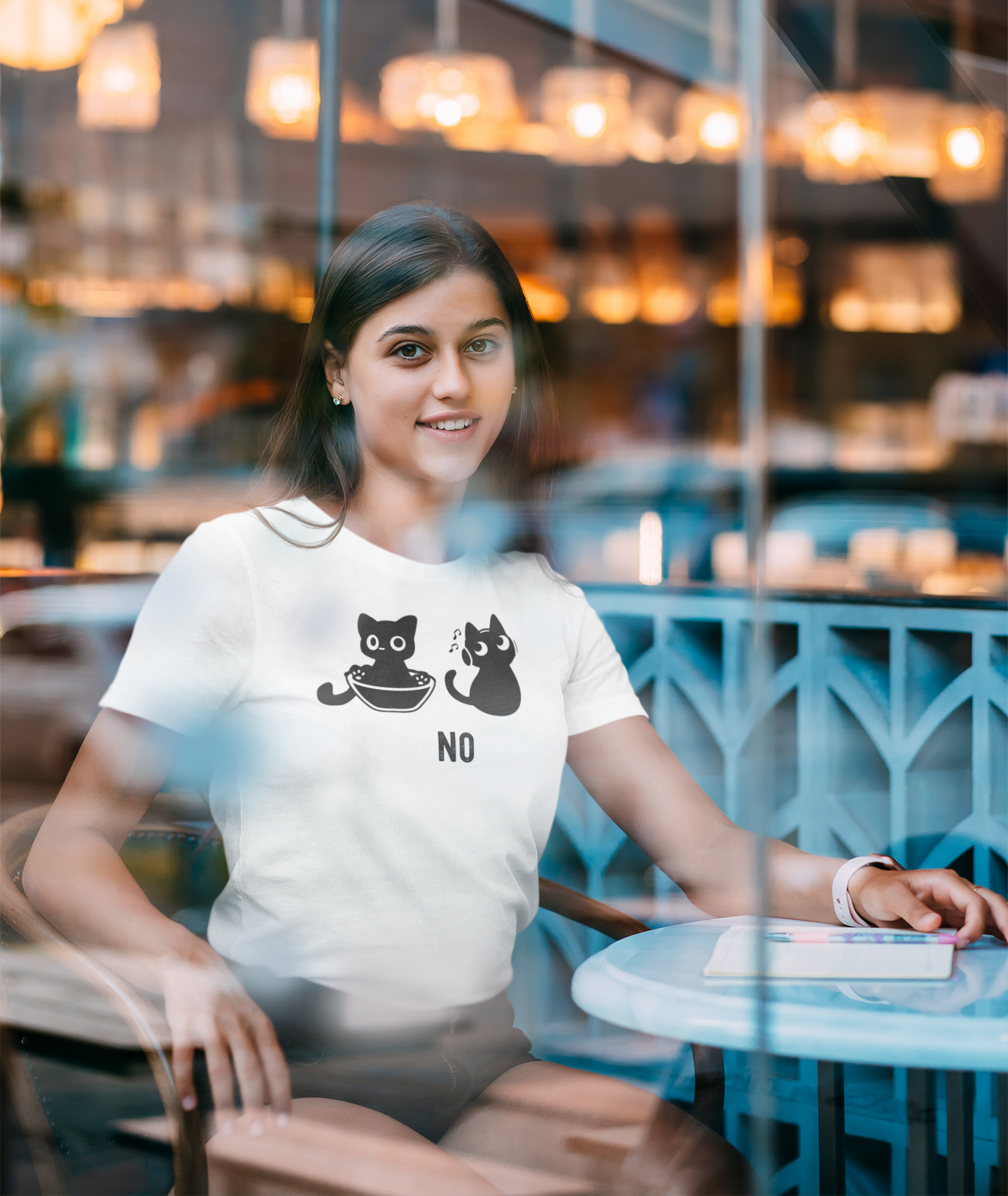 Cat 'No' Graphic T-Shirt — Cute Black Cat Illustration Tee