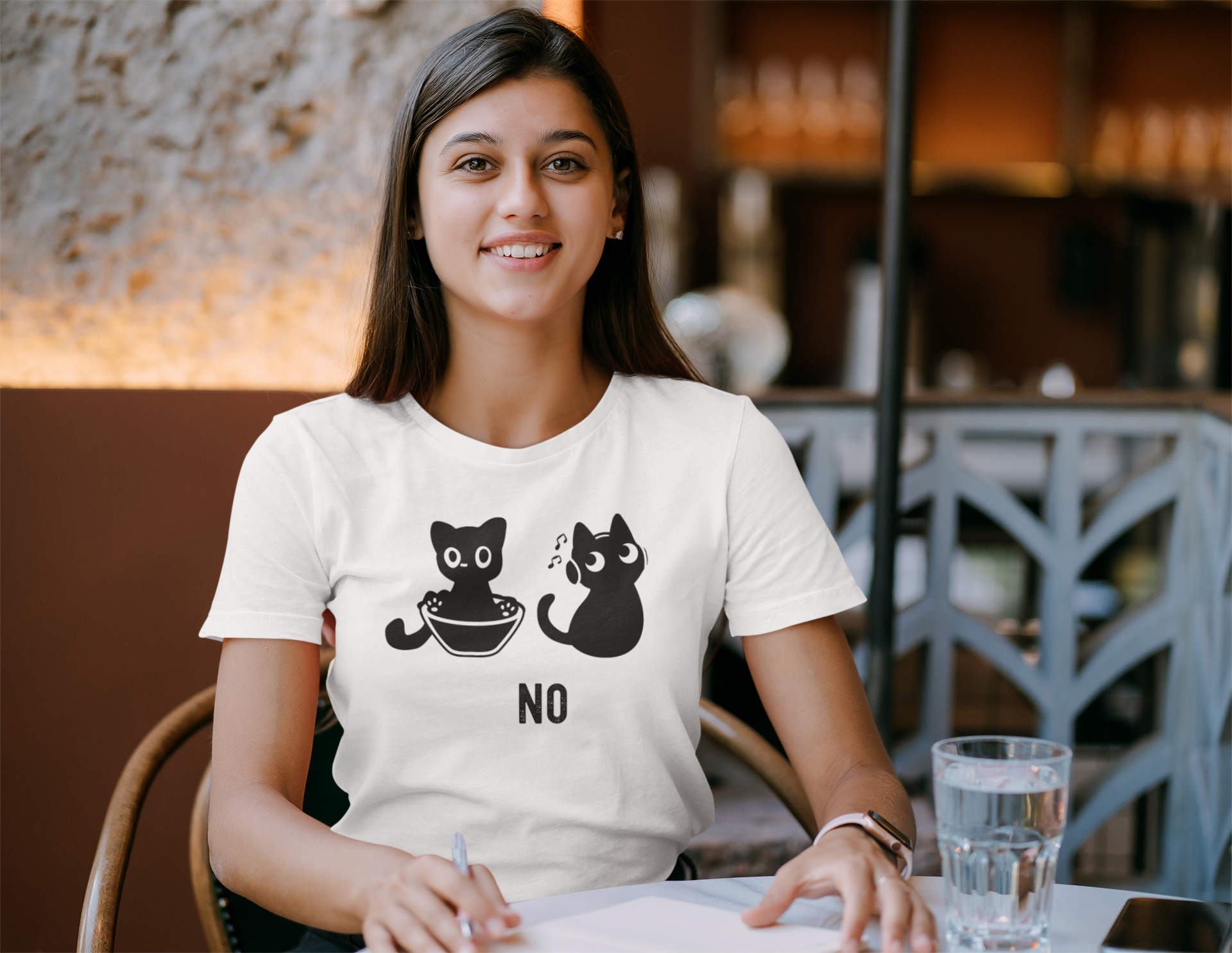 Cat 'No' Graphic T-Shirt — Cute Black Cat Illustration Tee