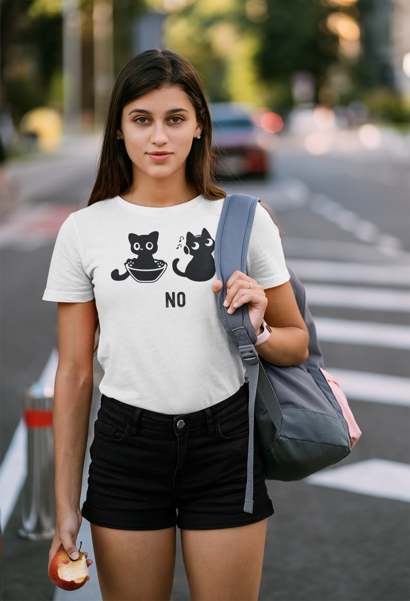 Cat 'No' Graphic T-Shirt — Cute Black Cat Illustration Tee