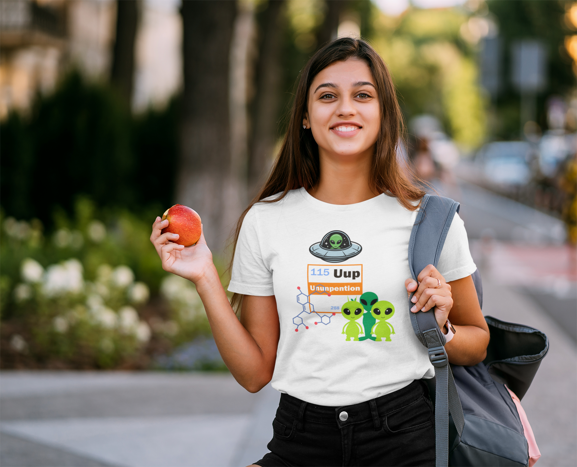Alien Chemistry T-Shirt — Cute UFO & '115 Uup Ununpentium' Science Tee
