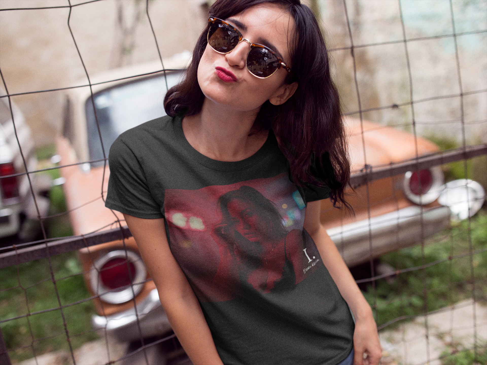 T-Shirt — Moody Night Portrait Graphic Tee (I. text)