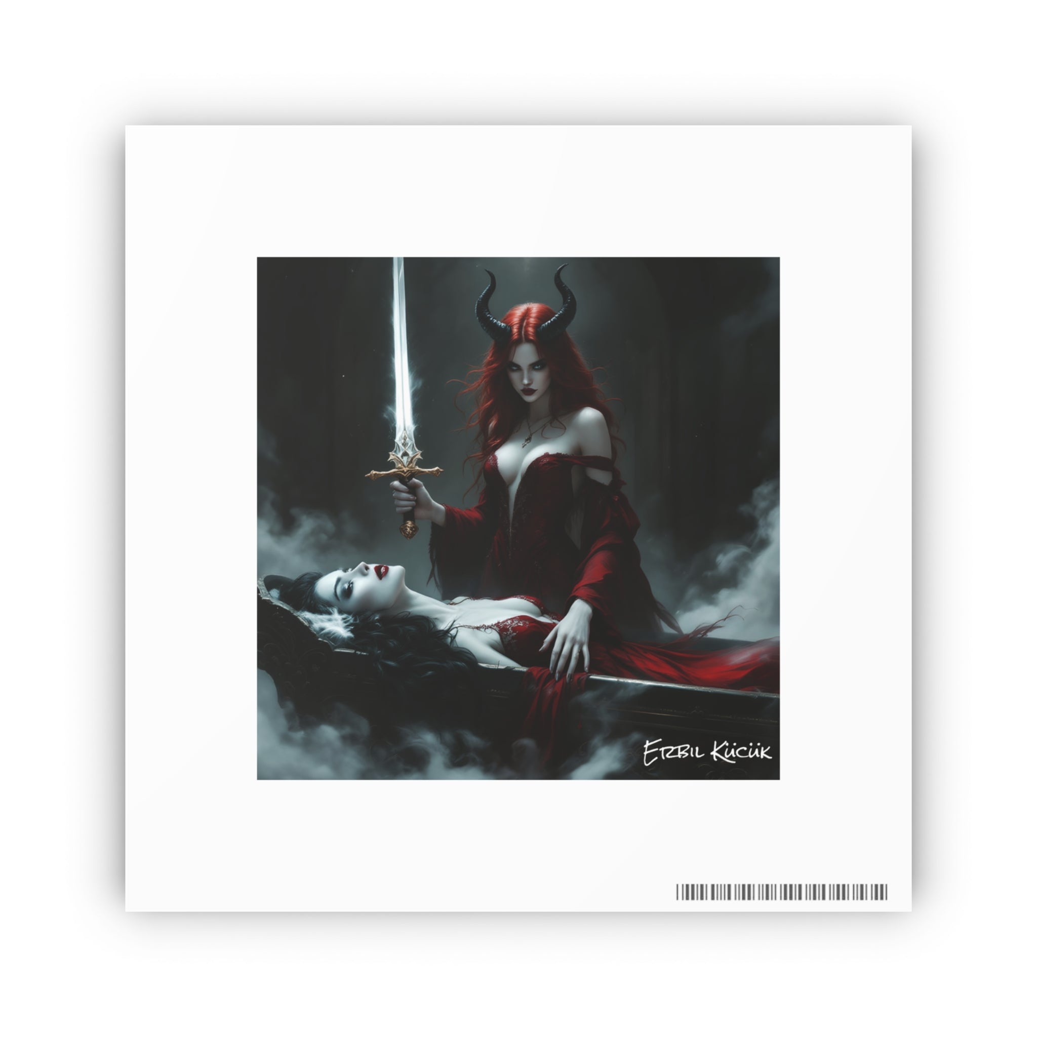Dark Fantasy Art Poster — Demoness with Sword Photographic Print