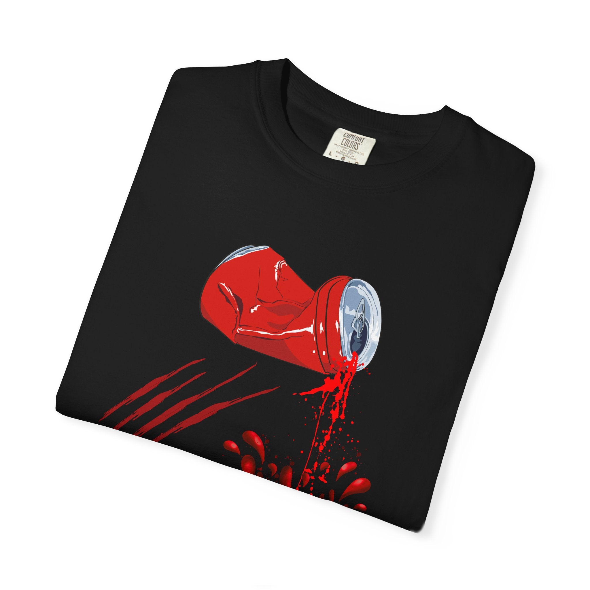 Crashed Can Splash T-Shirt — Retro Soda Spill Graphic Tee