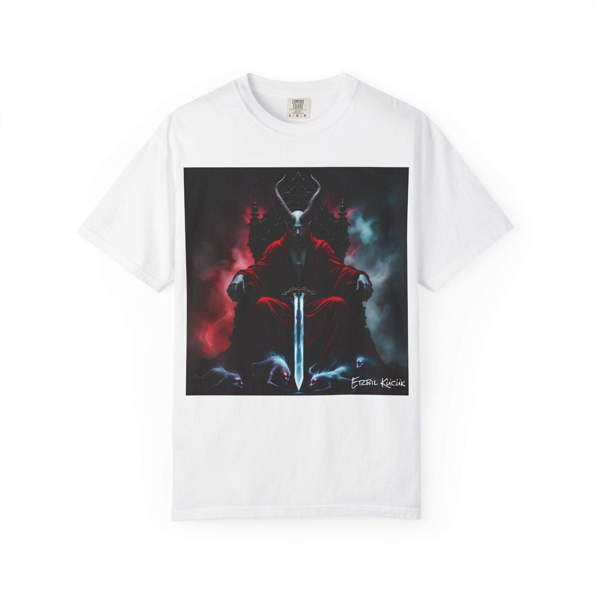 Dark Knight Illustration T-Shirt — Demon King Sword Graphic Tee