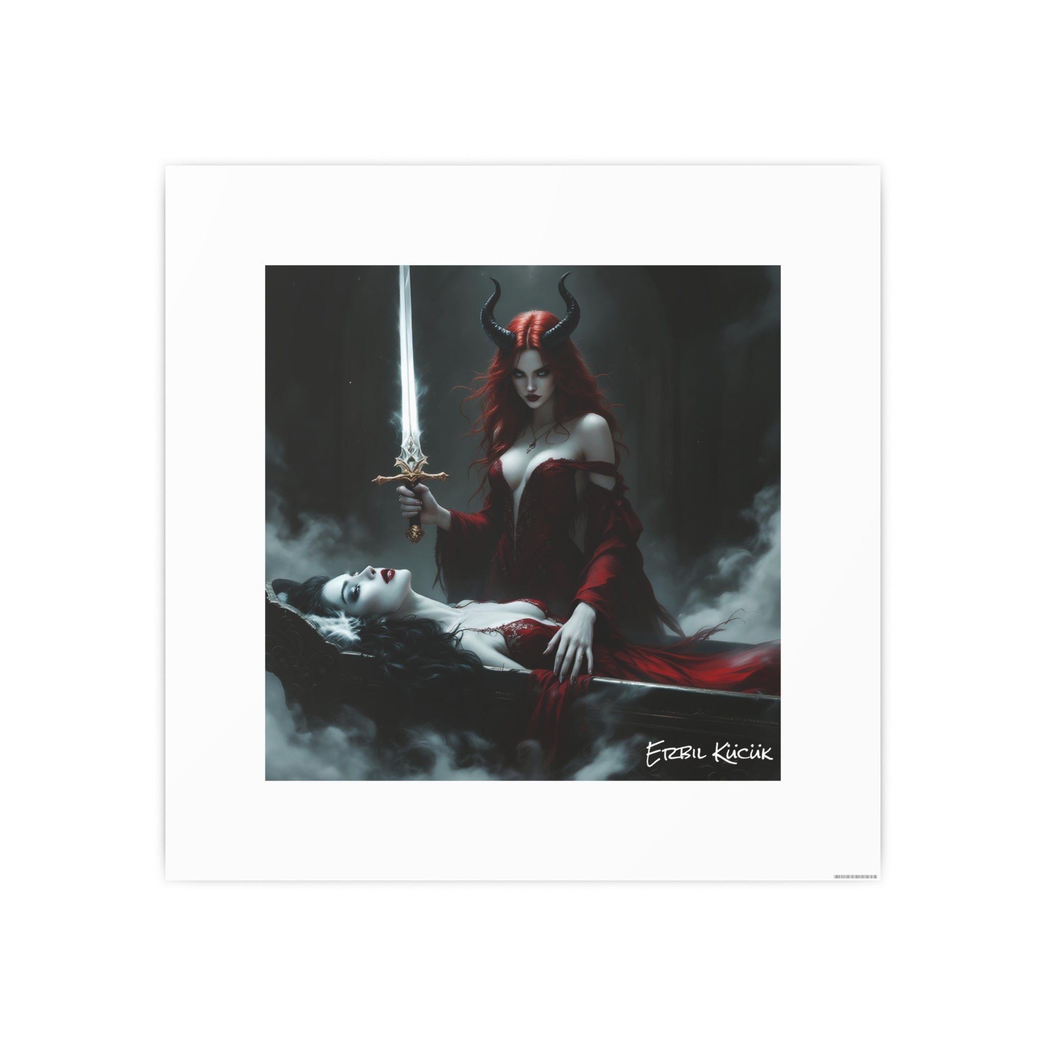 Dark Fantasy Art Poster — Demoness with Sword Photographic Print
