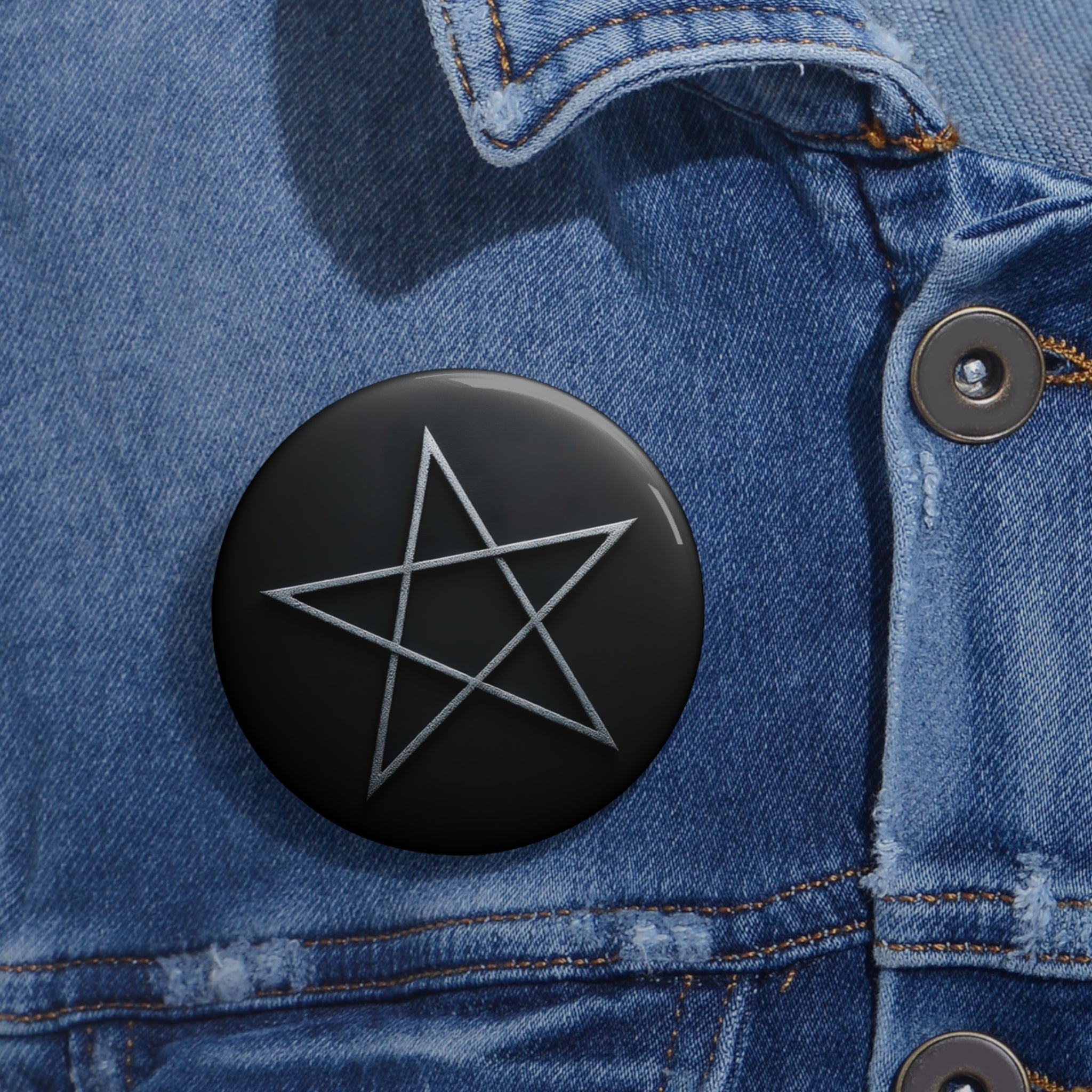 Pin Button — Black Pentagram Enamel Pin Button