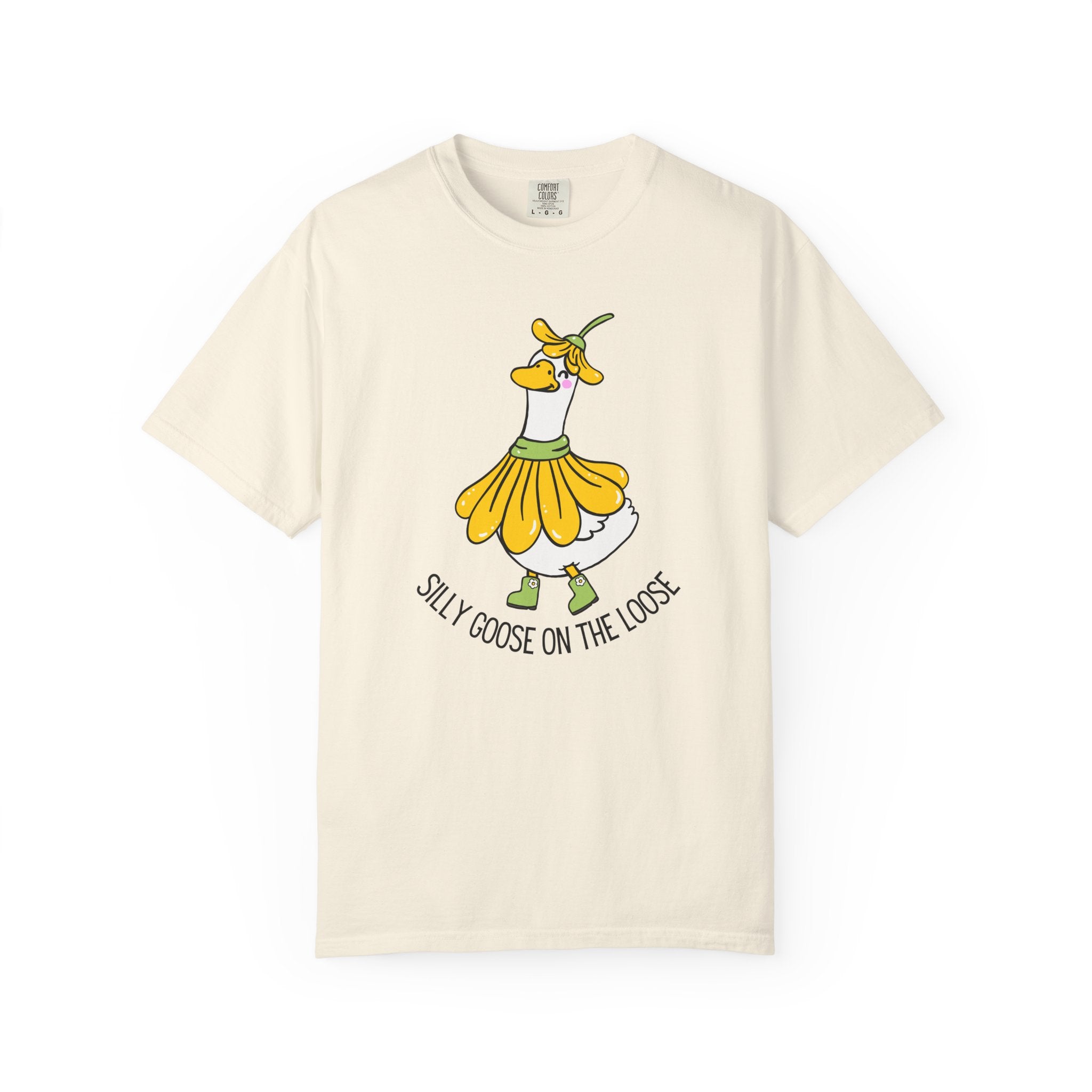 Goose in a Dress T-Shirt — "Silly Goose on the Loose" Cute Cartoon Tee