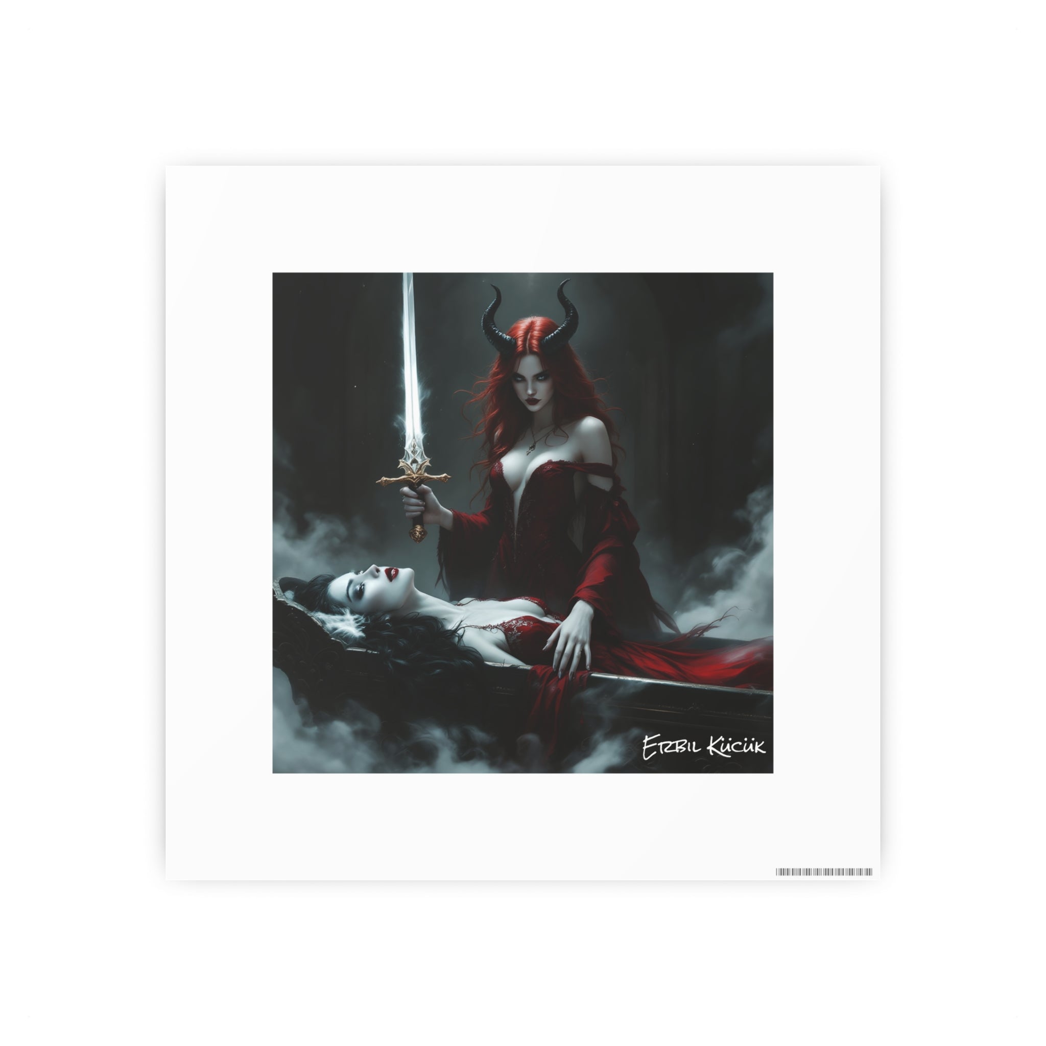 Dark Fantasy Art Poster — Demoness with Sword Photographic Print