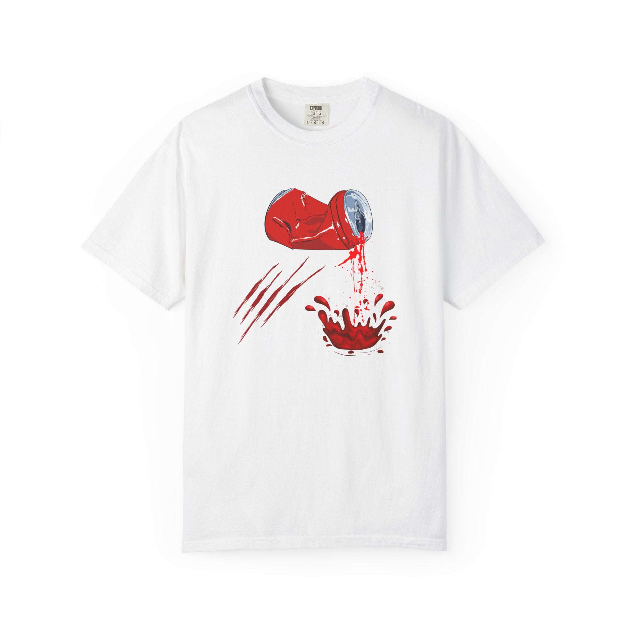 Crashed Can Splash T-Shirt — Retro Soda Spill Graphic Tee