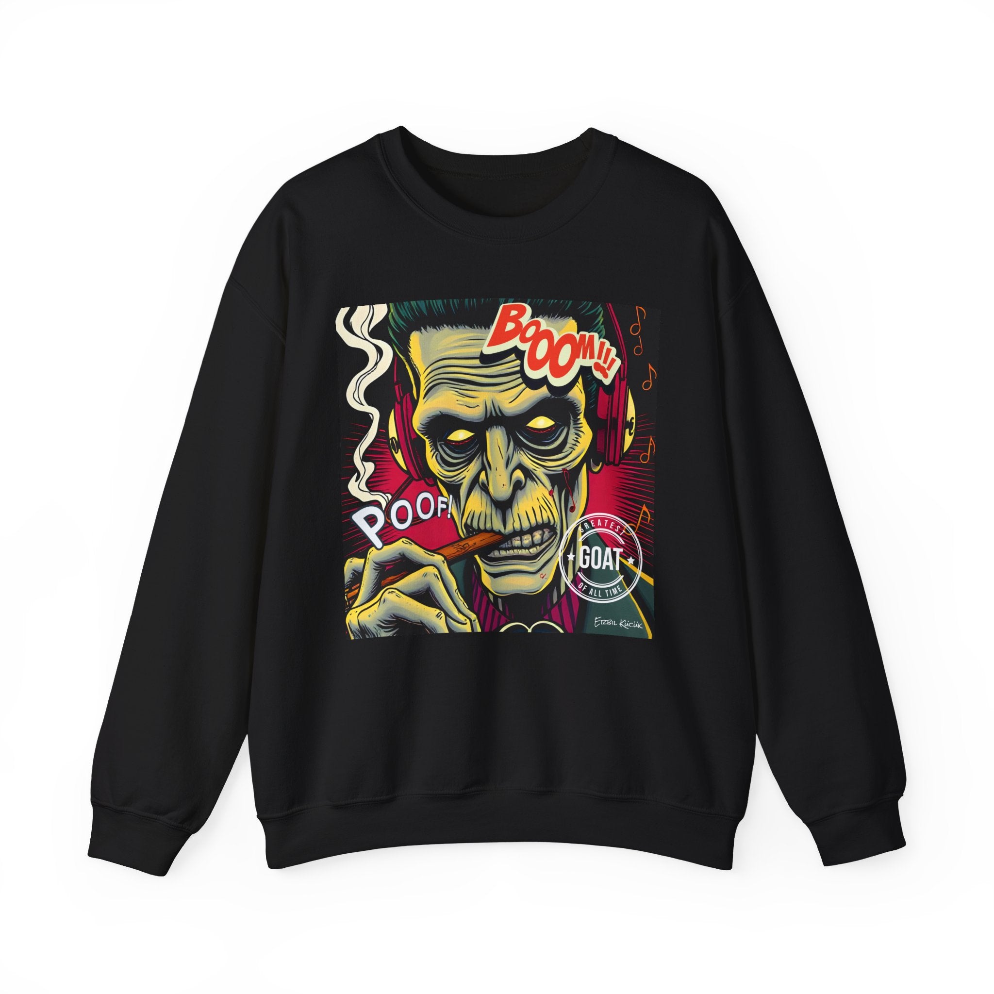 Frankenstein Graphic Crewneck Sweatshirt - Spooky Halloween Vibes - "GOAT"