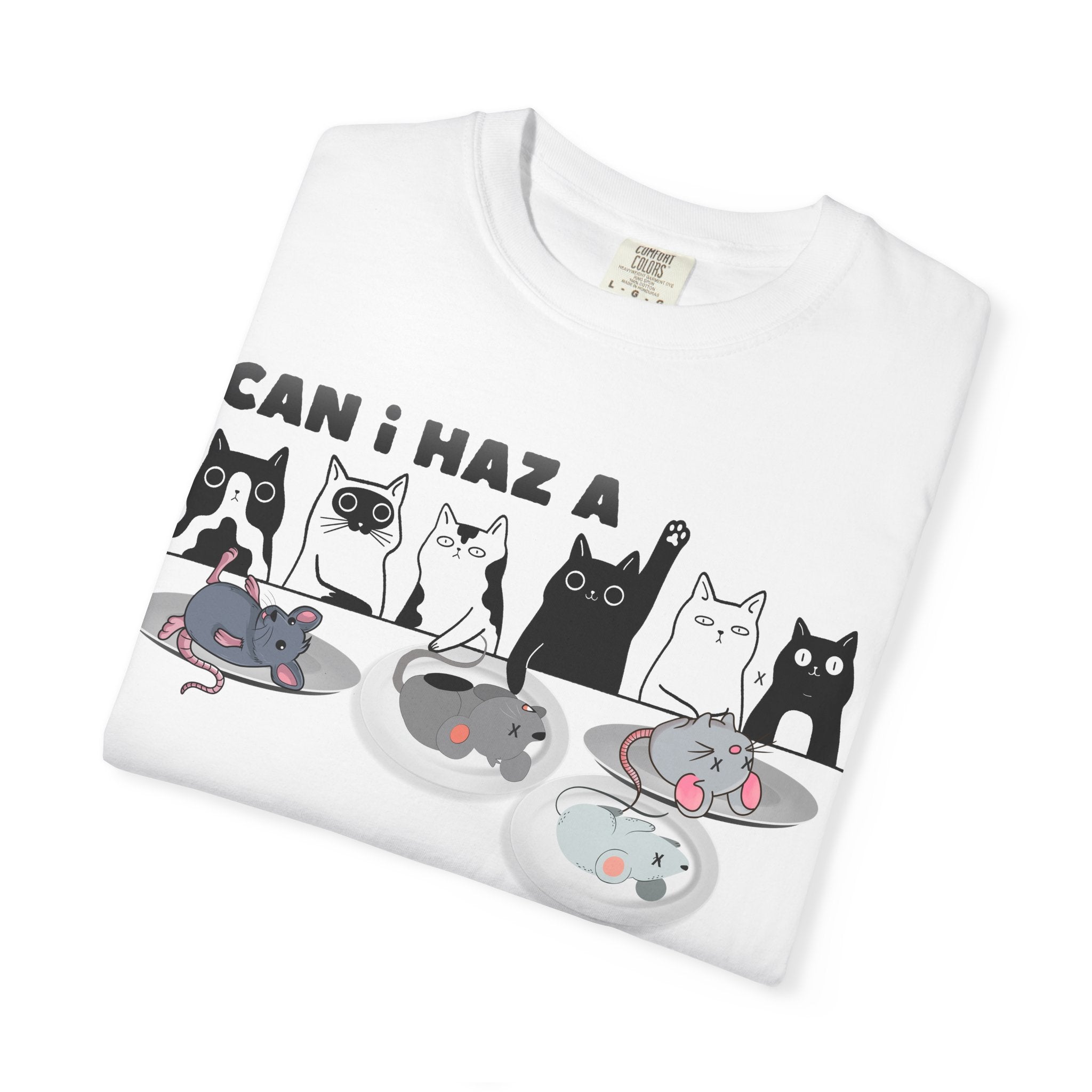 Cat Cheeseburger T-Shirt — “Can I Haz a Cheeseburger!” Cute Cat Humor Tee