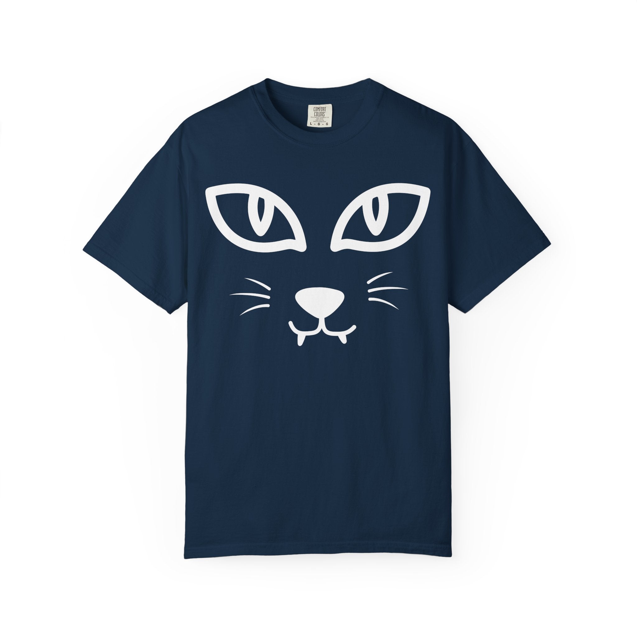 Cat Face T-Shirt — Minimal Halloween Cat Graphic Tee