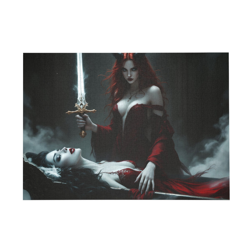 Dark Gothic Deviless Sword Puzzle – 500/1000-Piece Fantasy Jigsaw