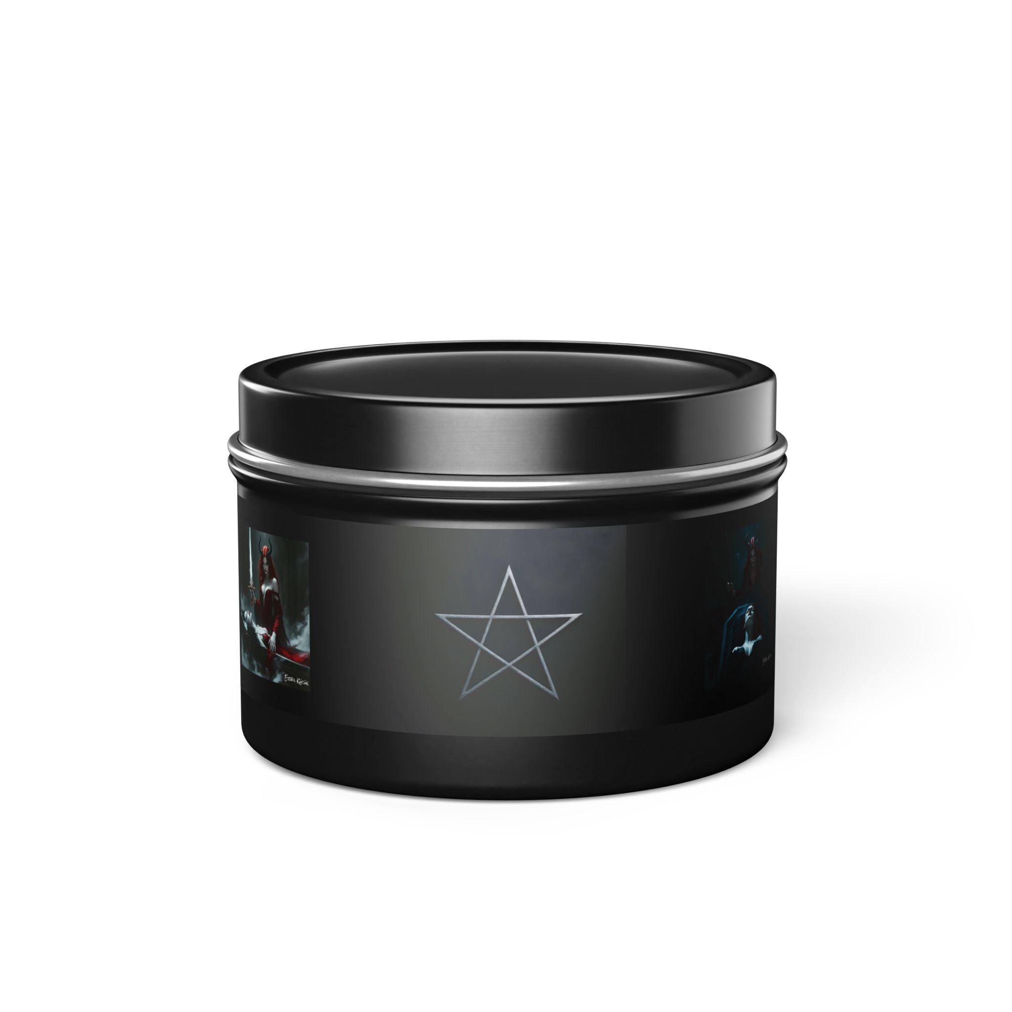 Occult Pentagram Tin Candle — Witchy Aromatherapy Candle for Gothic Home Décor