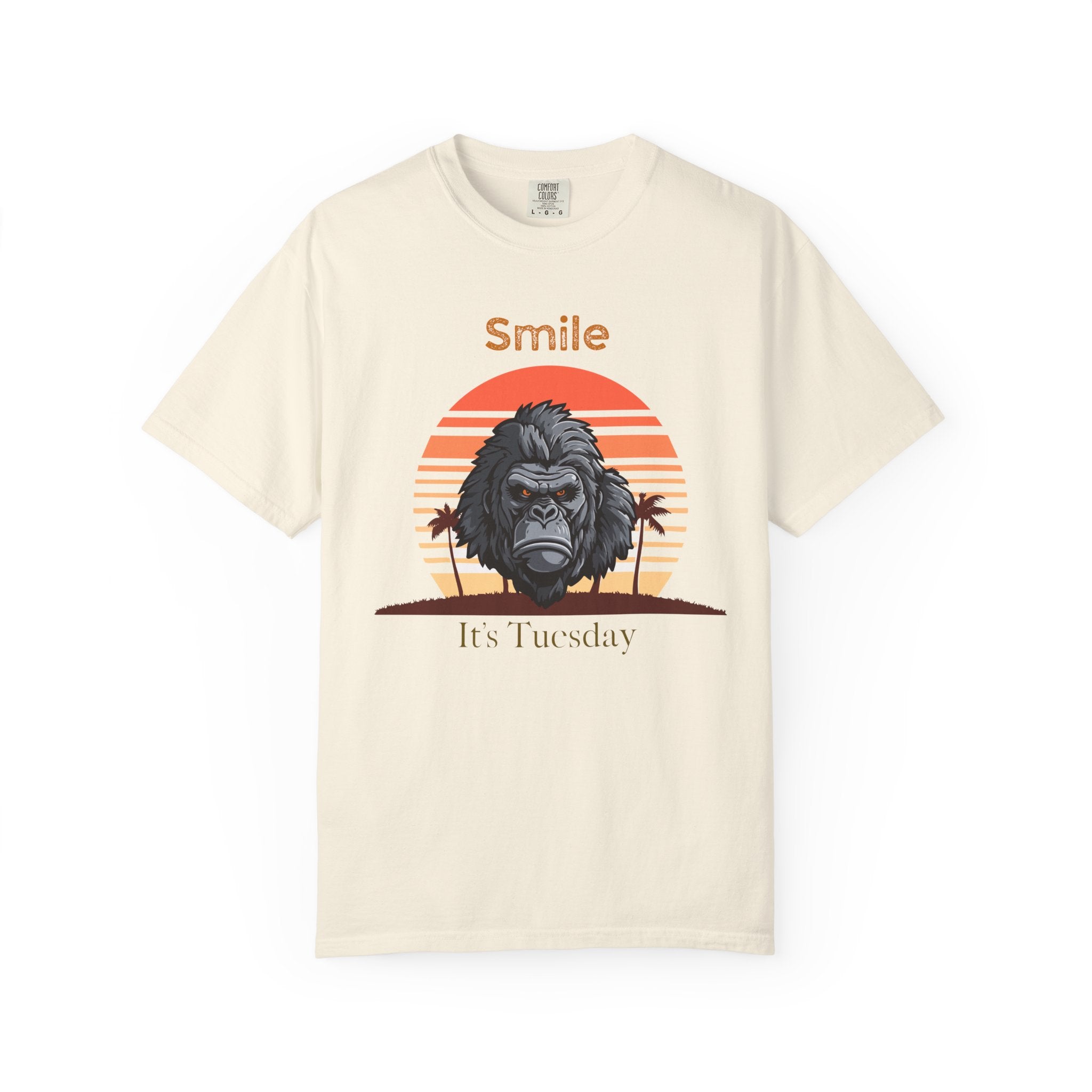 Smile It’s Tuesday Gorilla T-Shirt — Retro Sunset Graphic Tee