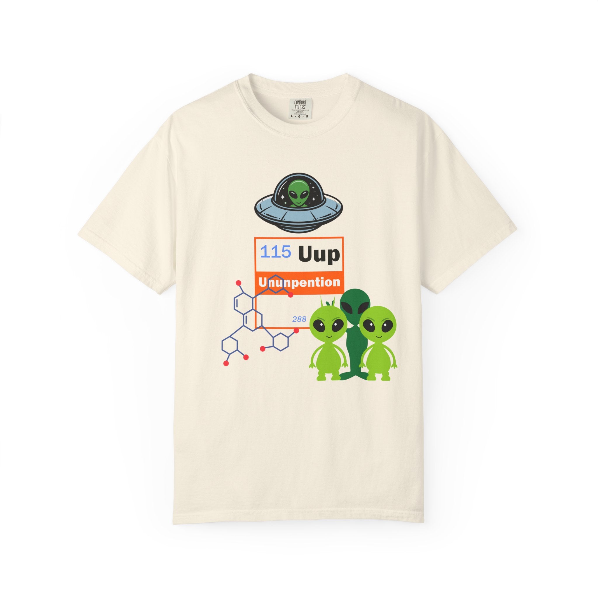 Alien Chemistry T-Shirt — Cute UFO & '115 Uup Ununpentium' Science Tee
