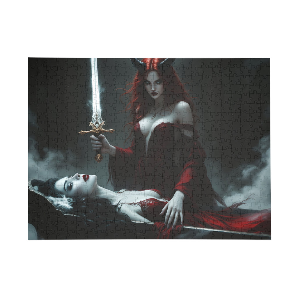 Dark Gothic Deviless Sword Puzzle – 500/1000-Piece Fantasy Jigsaw