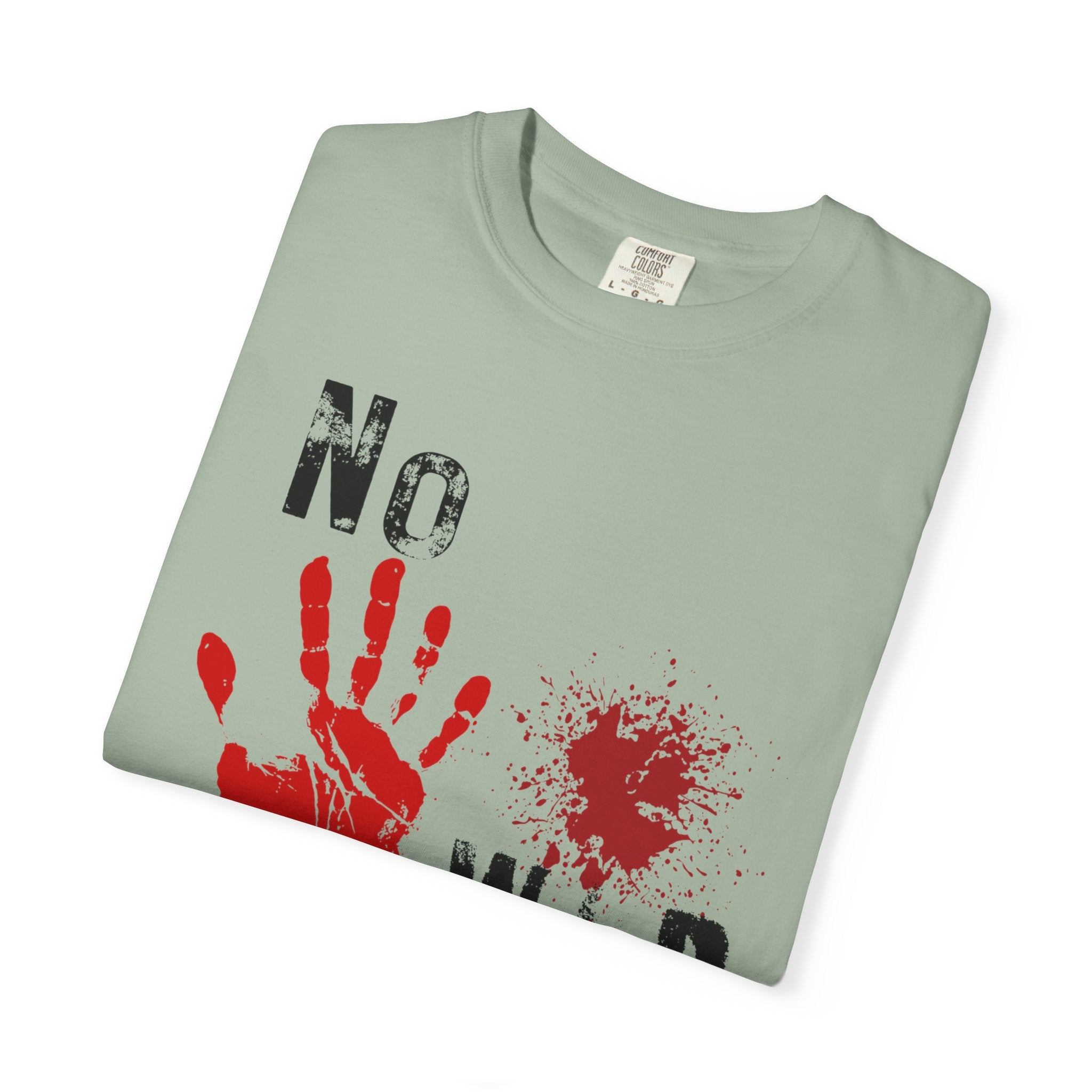 T-Shirt — "No War" Graphic Tee with Red Handprint