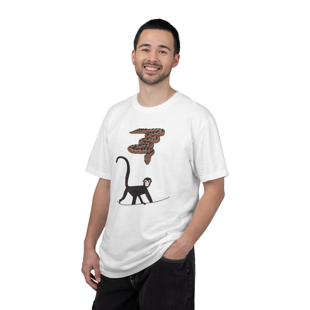 Monkey & Snake Graphic T-Shirt — Playful Wildlife Tee