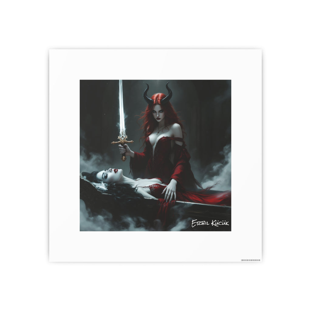 Dark Fantasy Art Poster — Demoness with Sword Photographic Print