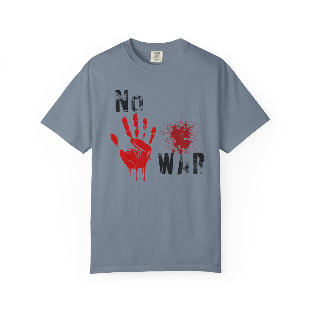 T-Shirt — "No War" Graphic Tee with Red Handprint