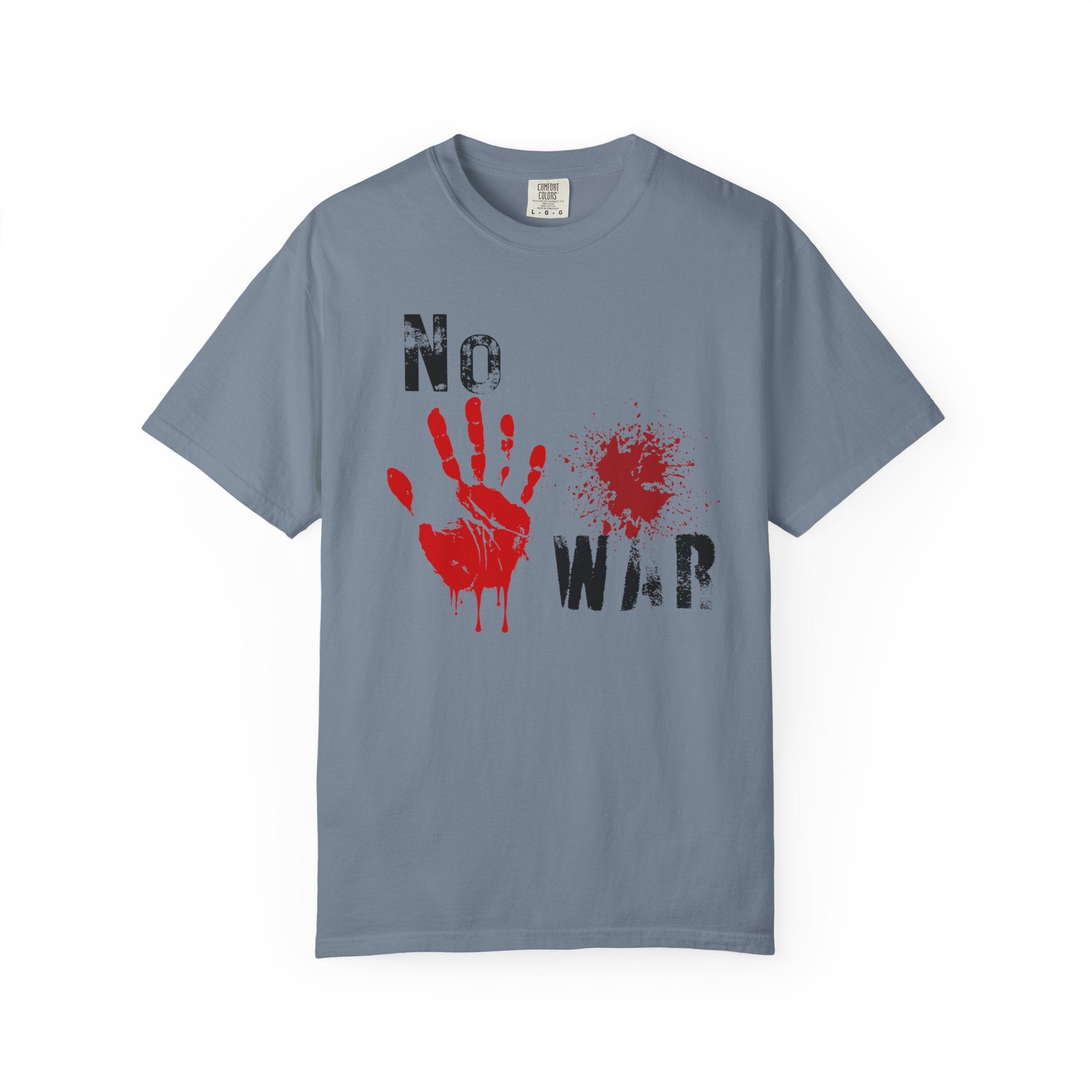 T-Shirt — "No War" Graphic Tee with Red Handprint