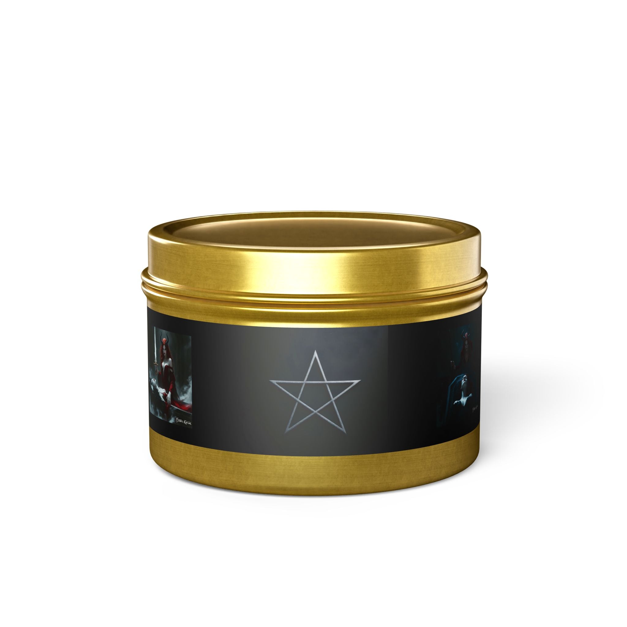 Occult Pentagram Tin Candle — Witchy Aromatherapy Candle for Gothic Home Décor
